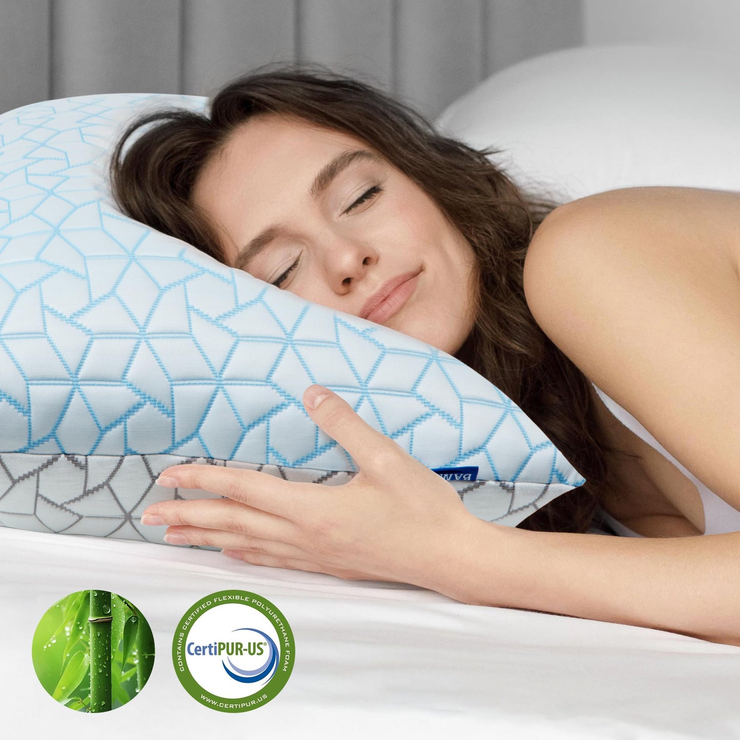 Bafode Pillows King Size Set of 2, Memory Foam Pillows, Cooling Pillow for Sleeping, Adjustable Bed Pillows for Side, Back and Stomach Sleepers