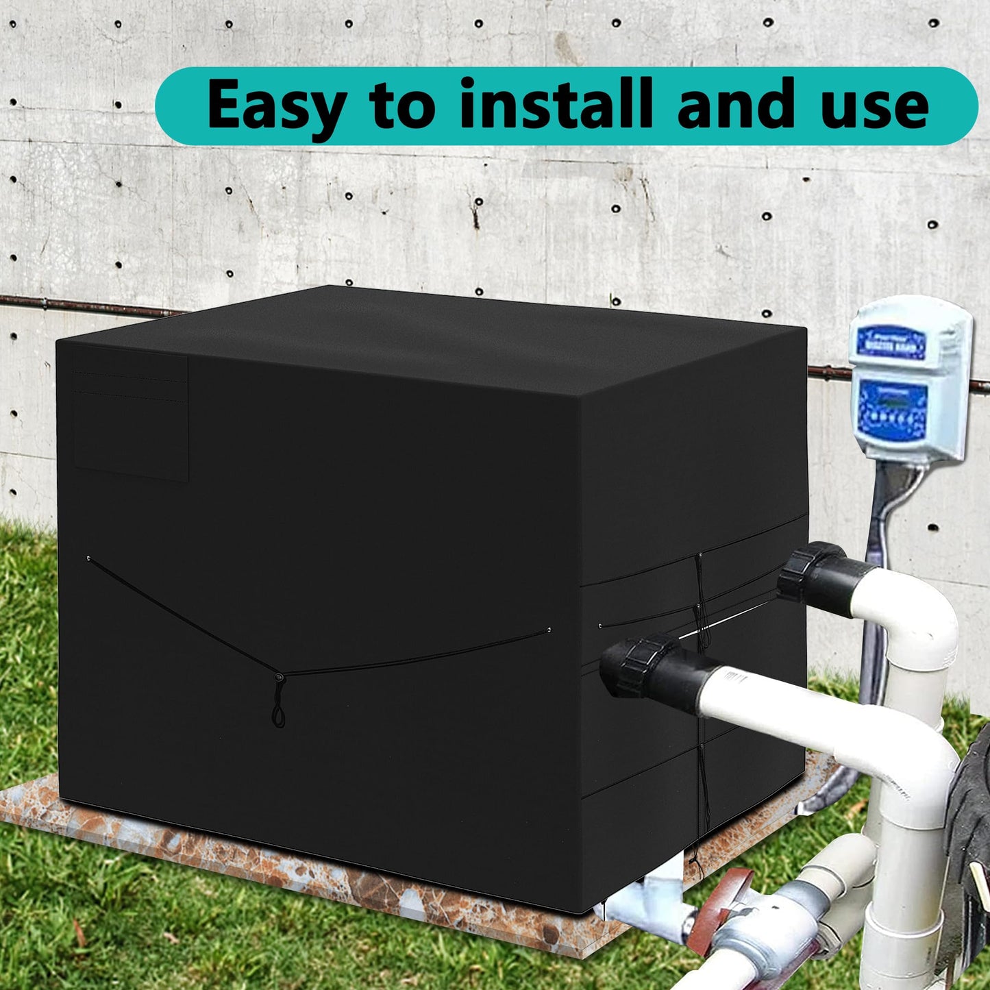 Adnee Pool Heat Pump Cover - 39.7" x 33.8" x 30.7" Waterproof Pool Equipment Cover for Winter- Adjustable Pool Heater Winter Cover for Outside Units