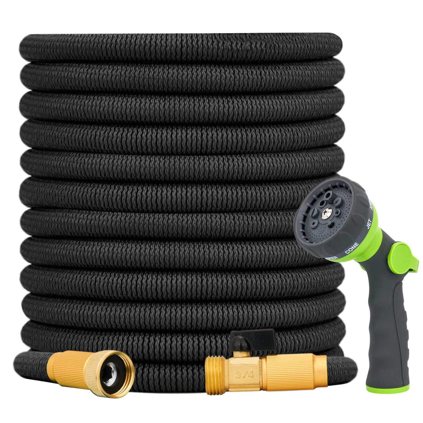 100 FT Expandable Garden Hose – Extra Long Retractable Hose for Large Yards & Driveways, No Kink Flexible Water Hose with Heavy-Duty Latex Core & Brass Fittings