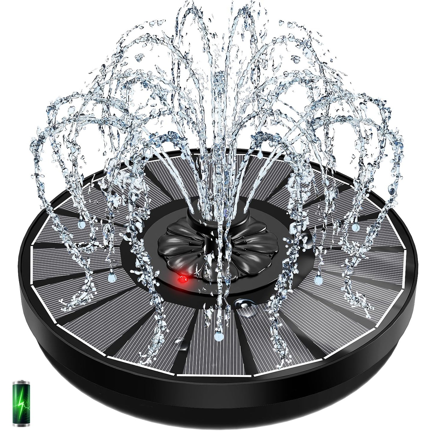 Yzert Solar Fountain with 2000mah Battery & Innovative Indicator, 3.5 W Glass Solar Water Fountain Works in Cloudy Day, Solar Fountain Pump for Birdbath,Garden, Outdoor, Pond