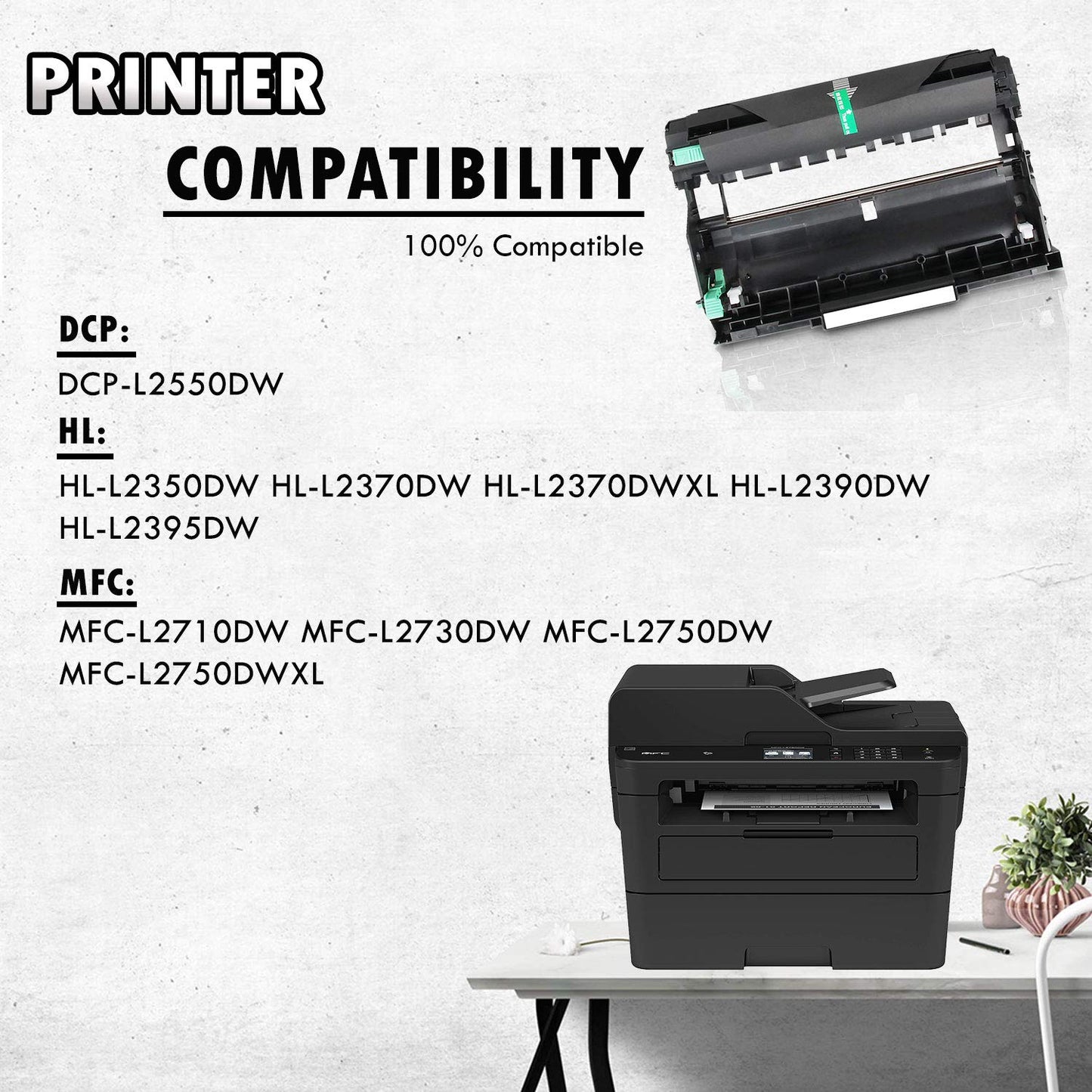 2 Inkfirst Compatible Drum Unit Replacement for Brother DR-730 DR730 DCP-L2550DW HL-L2350DW HL-L2370DW HL-L2370DWXL HL-L2390DW HL-L2395DW MFC-L2710DW MFC-L2730DW MFC-L2750DW MFC-L2750DWXL