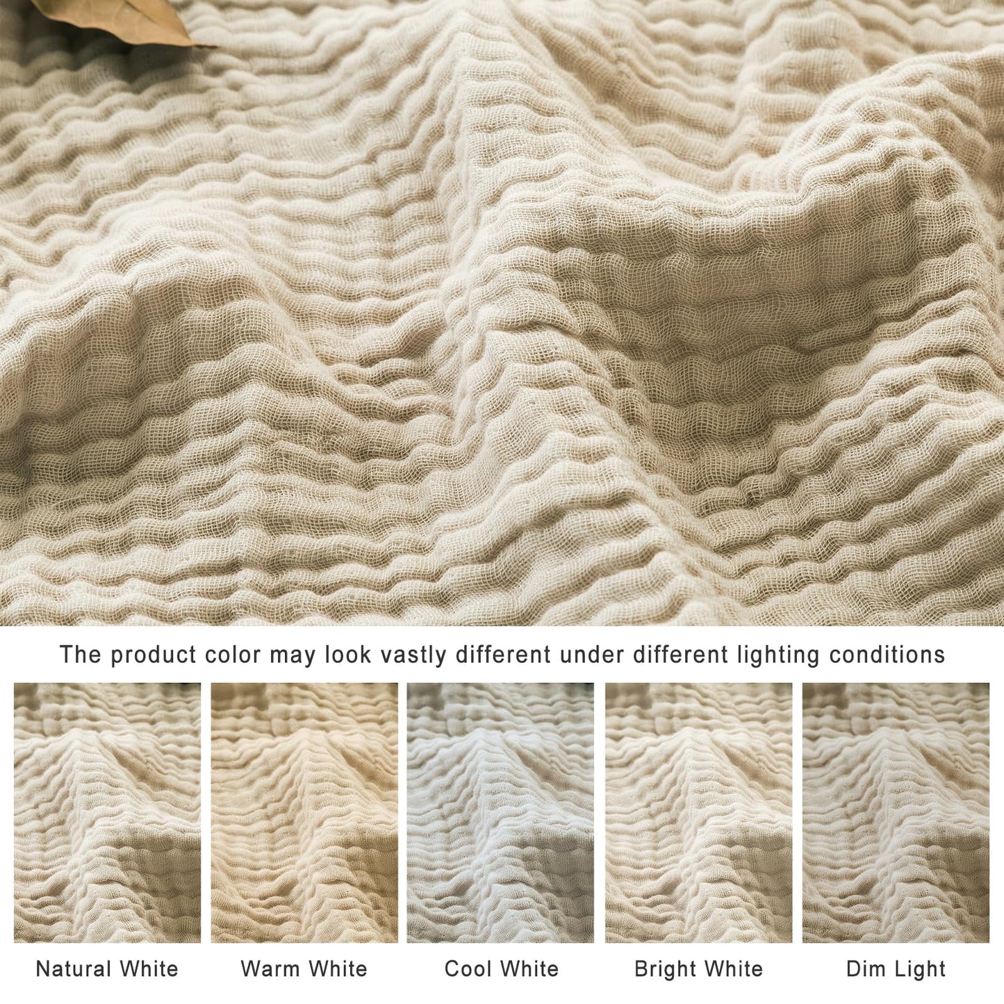 EMME Cotton Throw Blanket Gifts for Women 100% Muslin for Couch Breathable Gauze All Season Soft and Lightweight Pre-Washed（Throw XL 50"x71"）