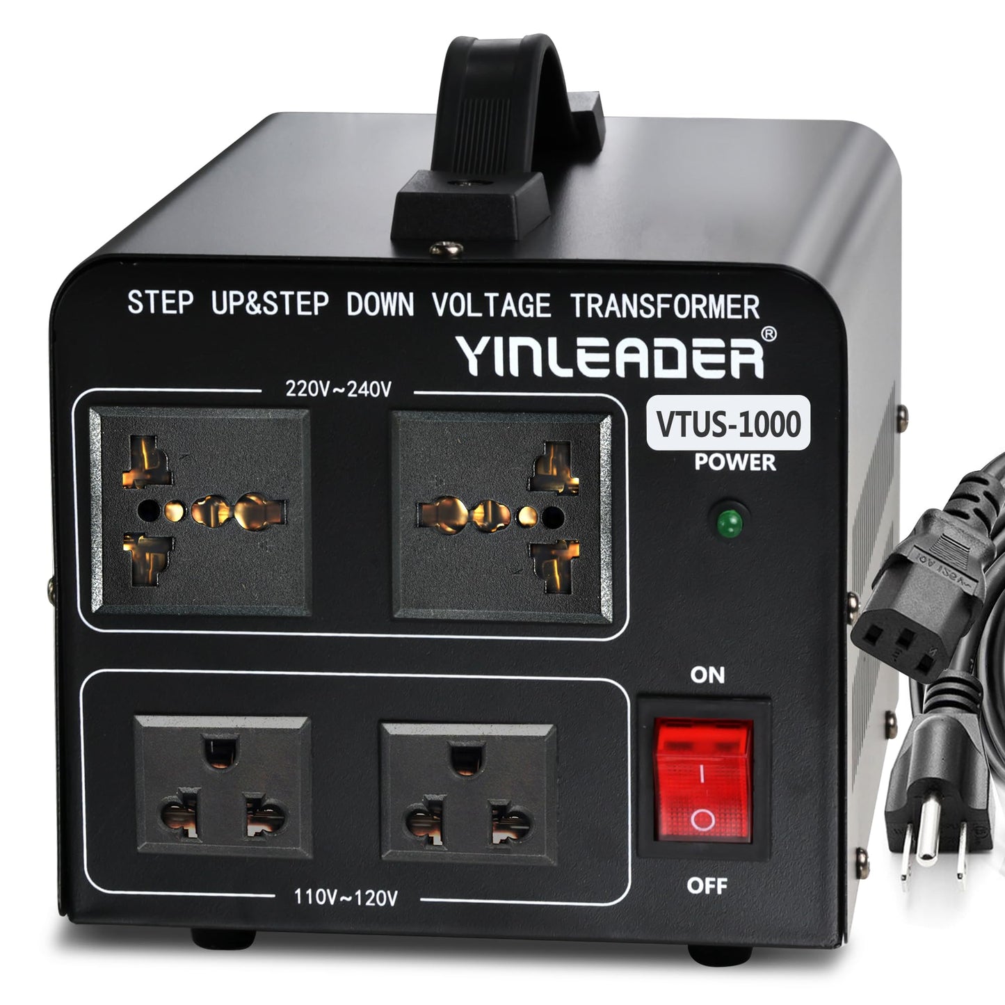Yinleader 1000W Voltage Transformer(110V to 220V / 220V to 110V) 1000 Watt Step Up/Down 110/120 Volt - 220/240 Volt[VTUS-1000VA]