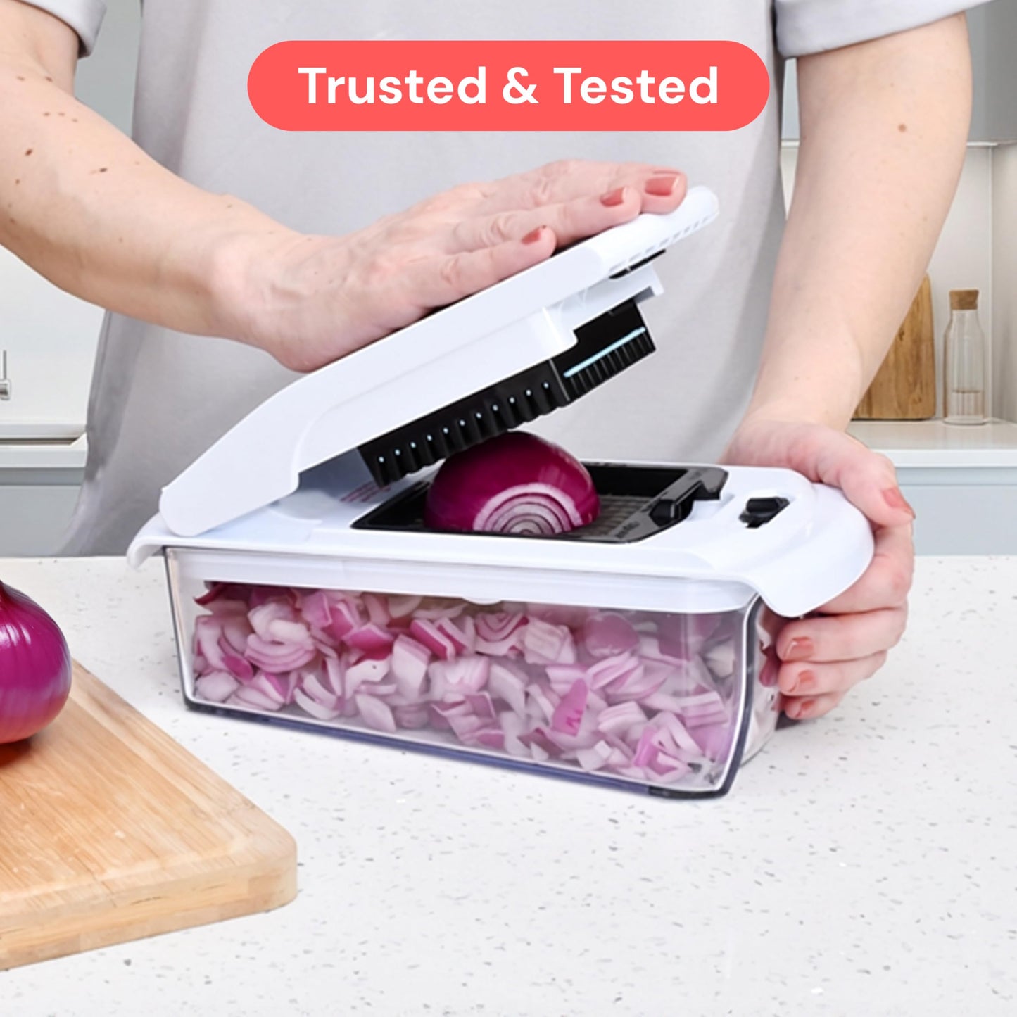 Fullstar Vegetable Chopper & Mandoline Slicer - Julienne Cutter Dicer Grater for Food Veggie Onion Cucumber Tomato Salad Potato Cheese - Kitchen Essentials & Gadgets (PRO 12-in-1, White)