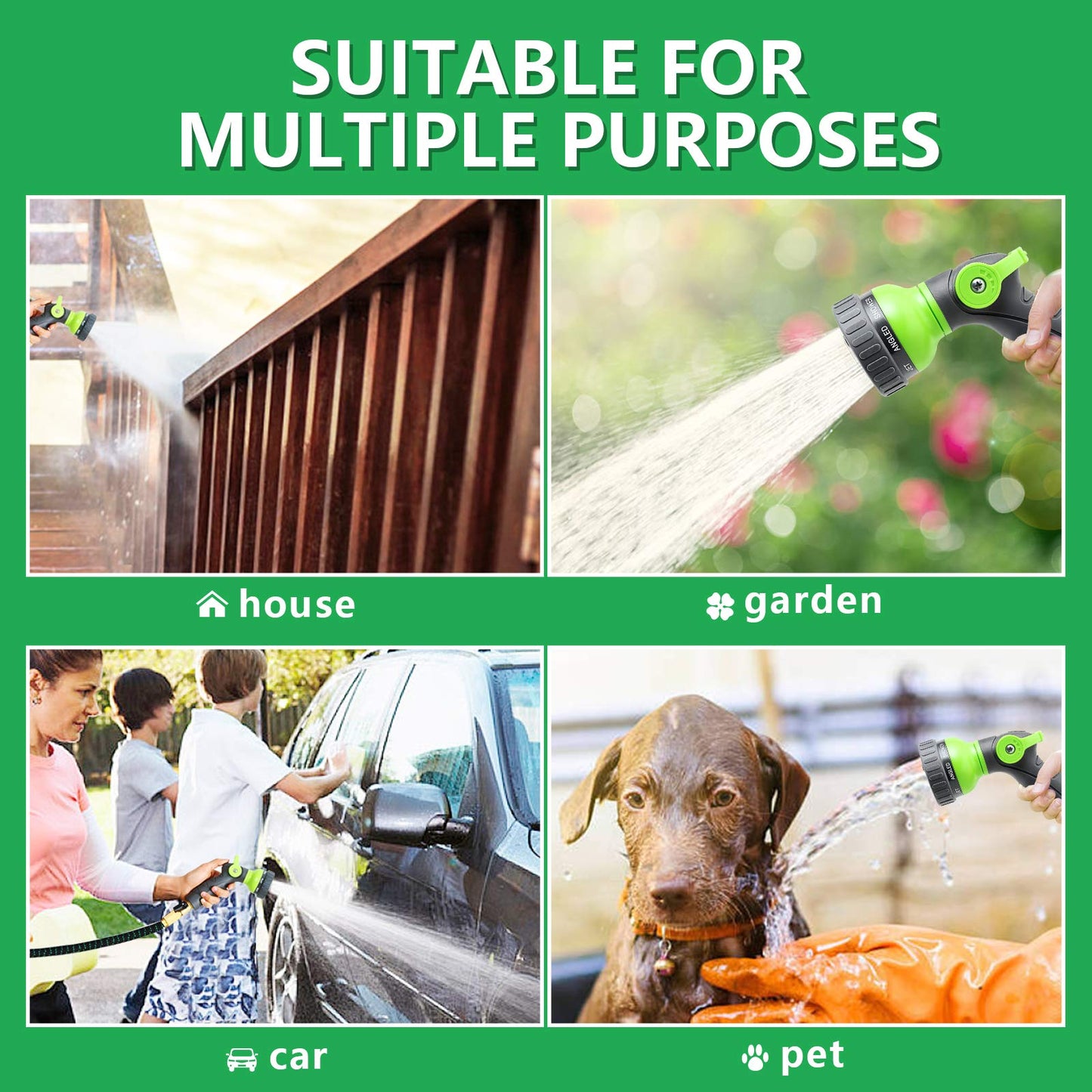 360Gadget Expandable and Flexible Garden Hose 75 ft Water Hose with 3/4" Brass Fittings and 8 Function Sprayer Nozzle, Retractable, Kink Free, Collapsible, Lightweight Hose for Outdoors