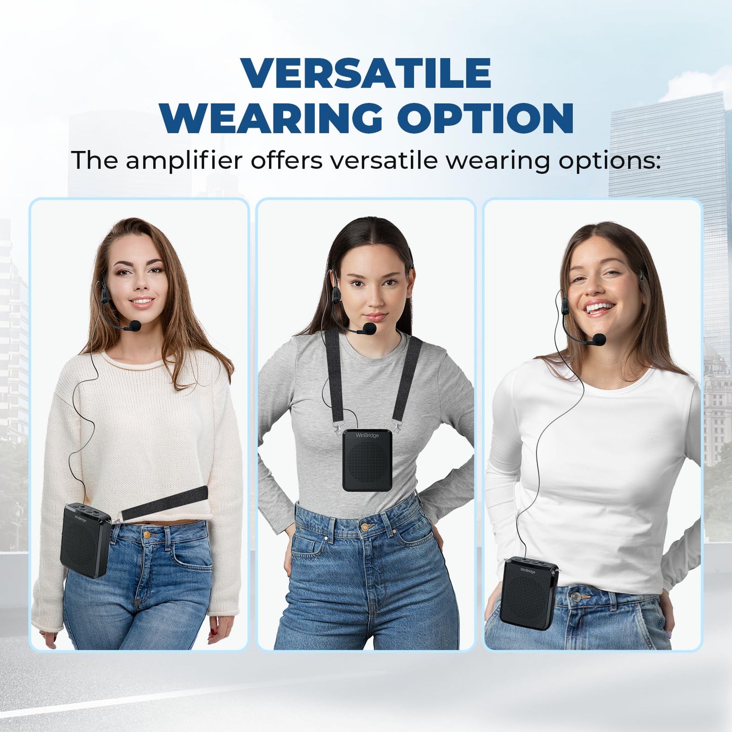 WinBridge Voice Amplifier with Portable Microphone, Teacher Microphone for Classroom,Tour Guide Speaker, Headset Mic for Group Instructor, Megaphone Mic, Clear Sound| No Feedback, WB008 2025 New