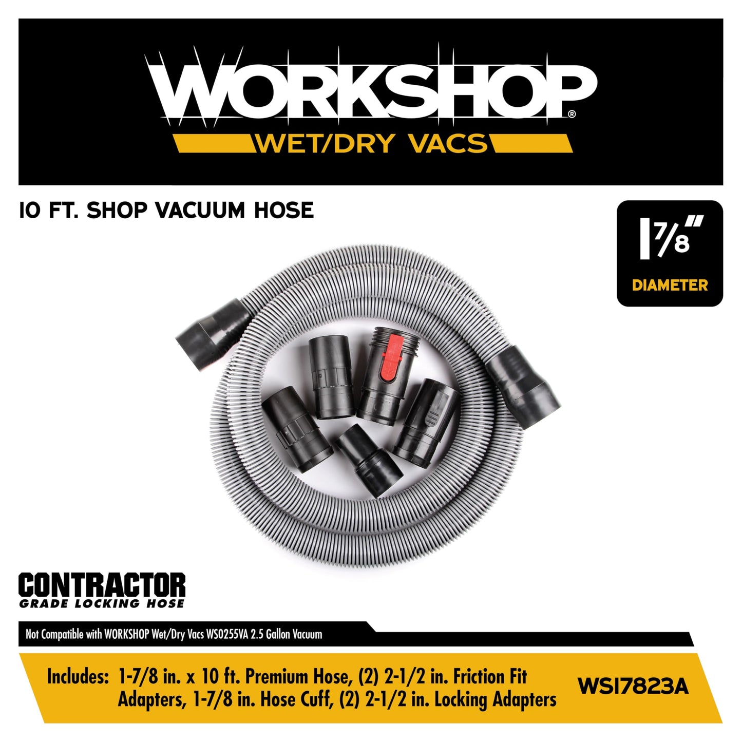 Workshop Wet/Dry Vacs WS17823A 1-7/8-Inch X 10-Feet Contractor Hose for Wet Dry Shop Vacuum