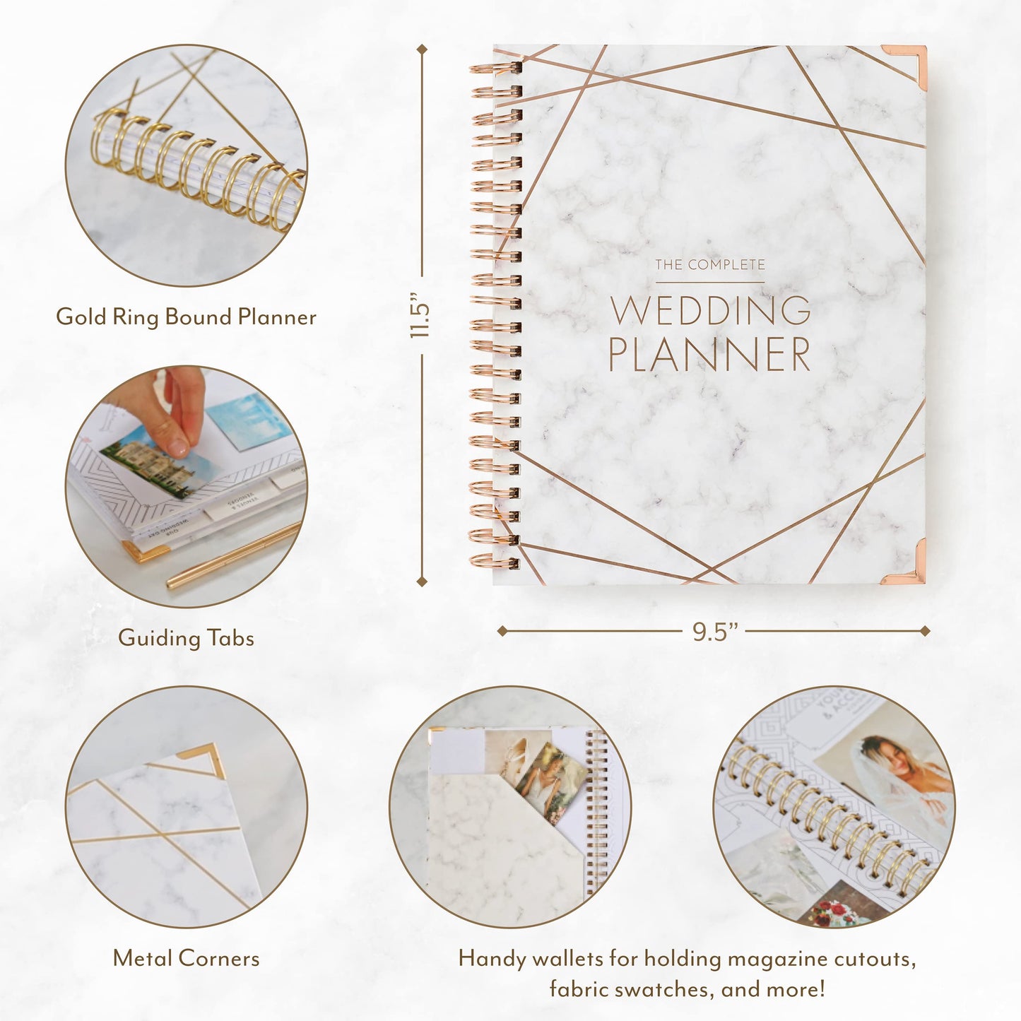 Your Perfect Day Wedding Planner Book and Organizer - Wedding Planner Book - Bridal Planning Binder with Countdown Calendar - Bride Gifts, Bridal Stuff, Notebook, Journal (MARBLED)