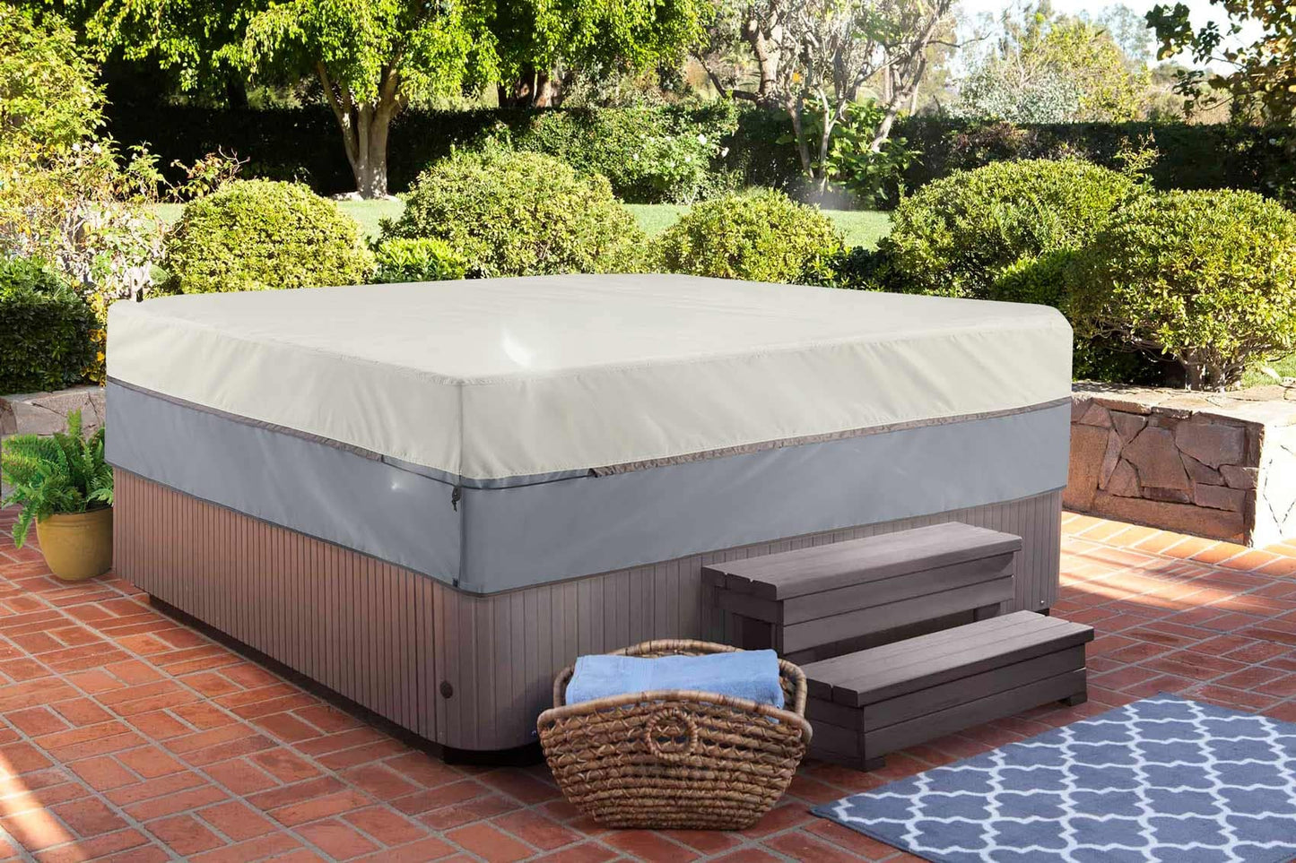 STEECA Waterproof Hot Tub Cover Outdoor Square SPA Hard Cover Protector 85 x 85 x 20H inch