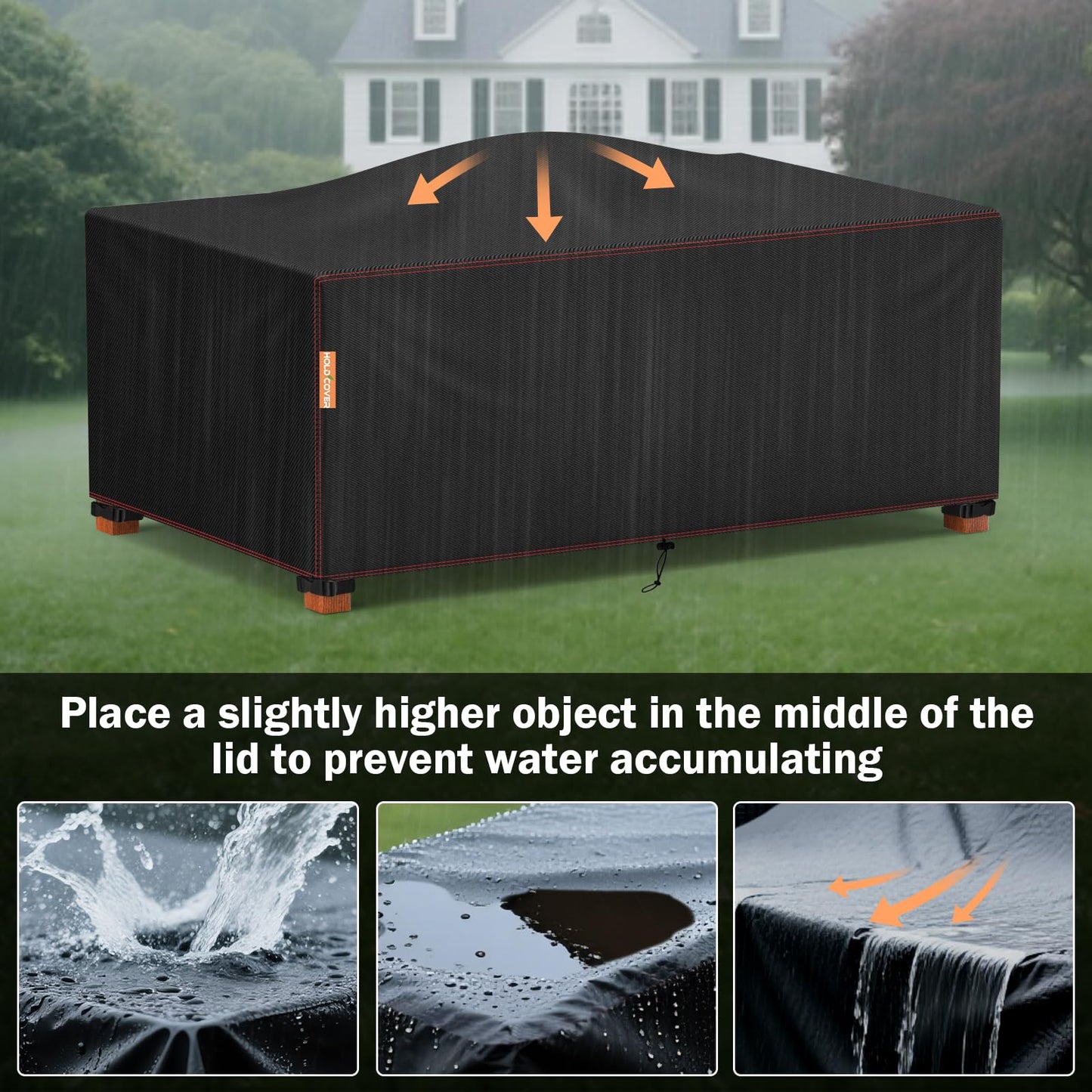 Patio Furniture Covers Waterproof , 420D Furniture Covers for Outdoor Sectional Sofa Set, Rectangular Outdoor Furniture Table and Chair Covers (Black-table covers, 138" L×103" W×36" H)