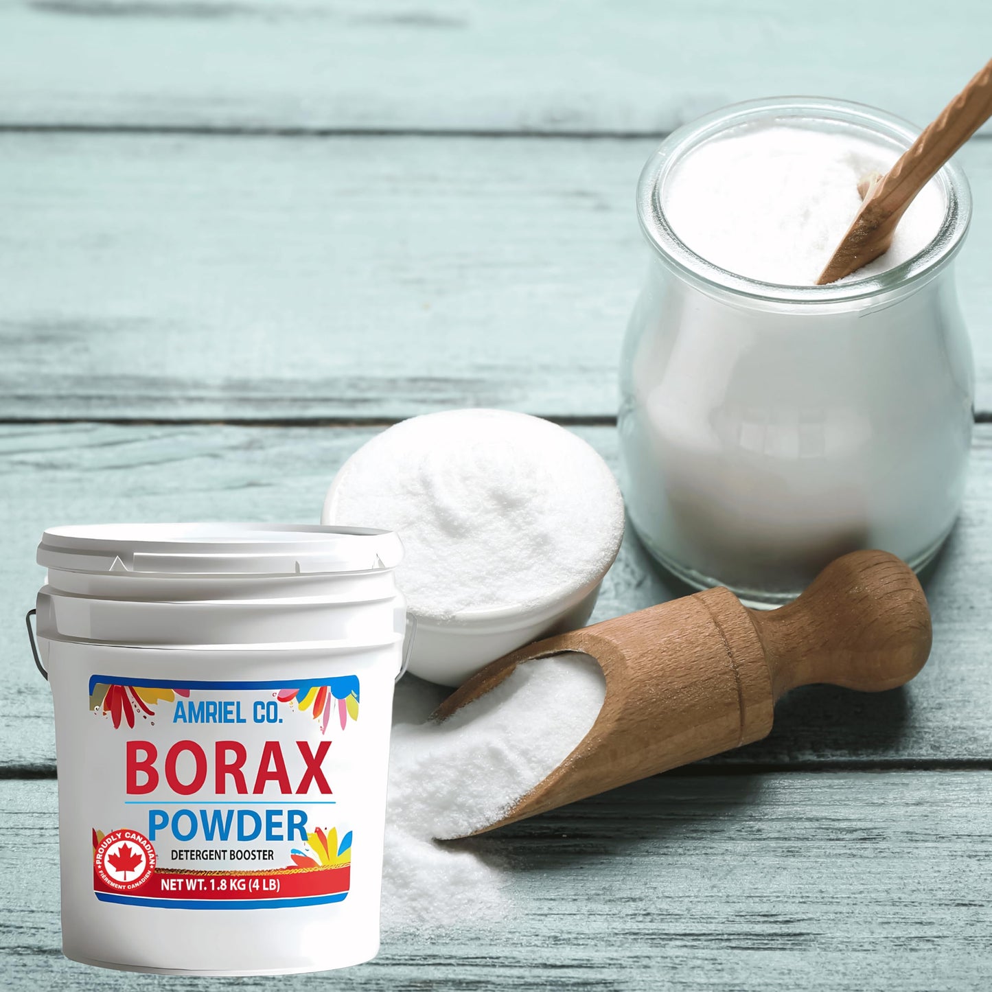 Borax Powder (4 lb) | Pure Form Laundry Detergent Booster & Household Cleaner| Product of Canada| Used as Preservatives and Emulsifier in DIY Cosmetic Products| Amriel Co.