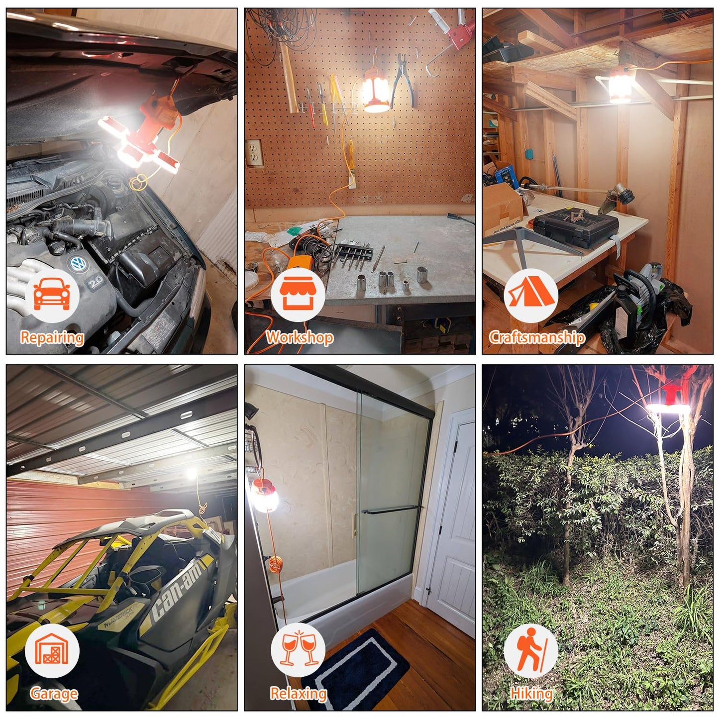 NS LED Work Light for Dewalt & Milwaukee DC 20V/18V Battery, 60W 6000LM LED Garage Lights, Flood Lights, Ceiling Lights for Garage Car Repairs, Workshop, Camping