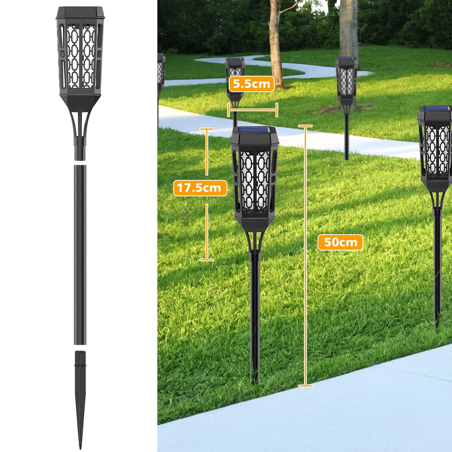 Solar Torch Flame Lights, LED Solar Lights Outdoor with Flickering Flame, IP65 Waterproof Solar Pathway Lights Landscape Decoration Lighting for Garden Lawn Patio Yard Outdoor Decorations (6)