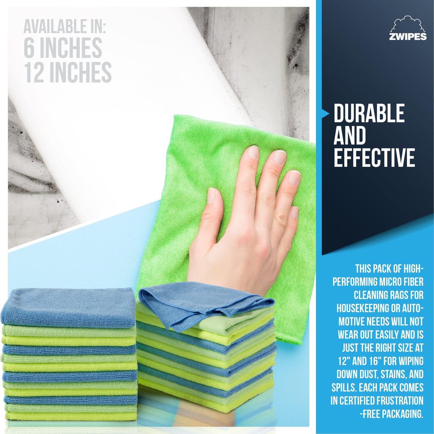 Zwipes 735 Microfiber Cleaning Cloths (12-Pack)