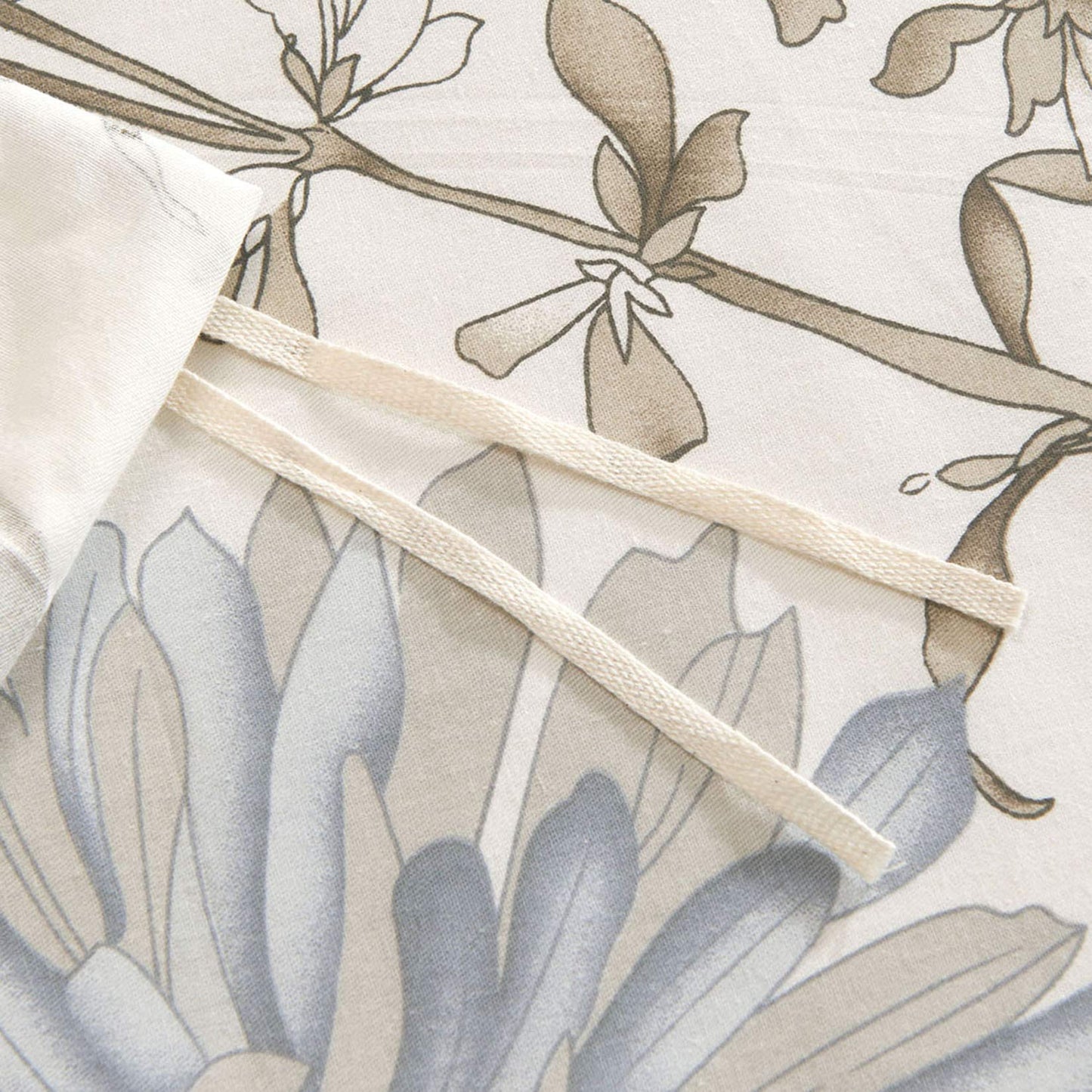 Wake In Cloud - Floral Duvet Cover Set Queen, 100% Soft Cotton Bedding, Botanical Flowers Pattern Printed, with Zipper Closure (3pcs, Queen Size)