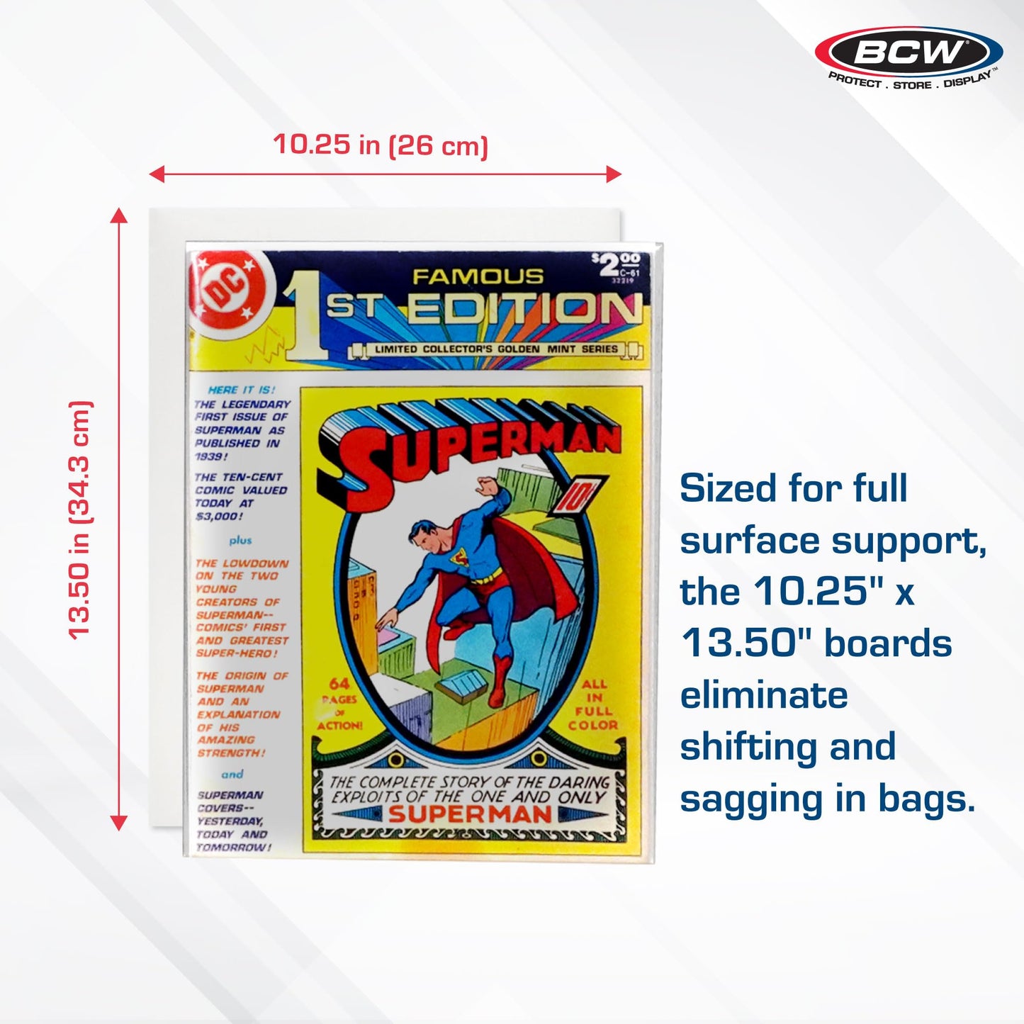 BCW Treasury Backing Boards | Certified Acid-Free, Lab Tested Comic Backing Boards | 10 1/4 x 13 1/2 Inches | 100 Pack | Comic Collection Protection | Comic Book Boards for Treasury Preservation