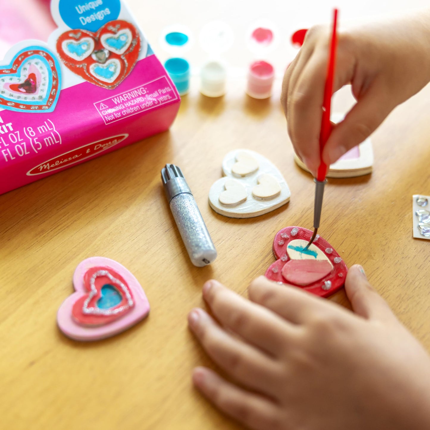 Melissa & Doug Created By Me! Paint & Decorate Your Own Wooden Magnets 3-Pack – Butterflies, Hearts, Flowers Craft KitsKids Craft Kits, Great Activity for Rainy Days and Party Favors, Ages 4+