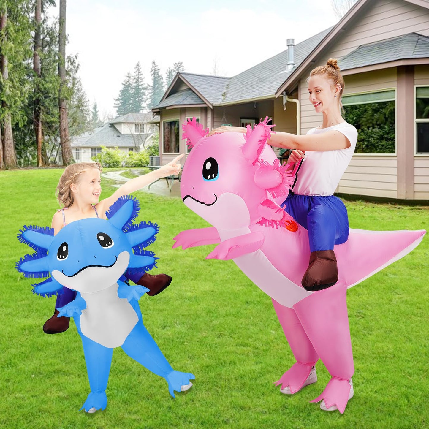 Stegosaurus Inflatable Axolotl Costume for Kids Halloween Costumes Kid Blow Up Costume Ride on Axolotl Costumes Boys Girls