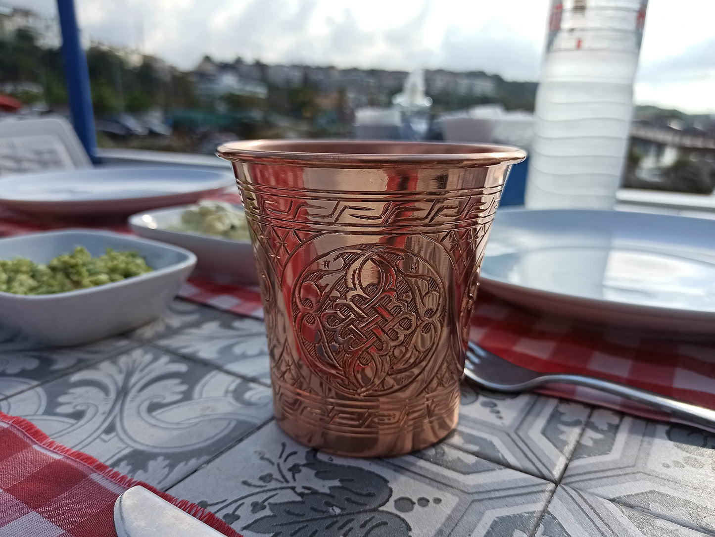 DEDE Copper - CC Series (15 oz) - Handcrafted Super Heavy Weight Drinking Cups or Serving Cold Beverages and Cocktail Mugs, Handmade Unlined Uncoated Pure Solid Copper Tumblers (Engraved)