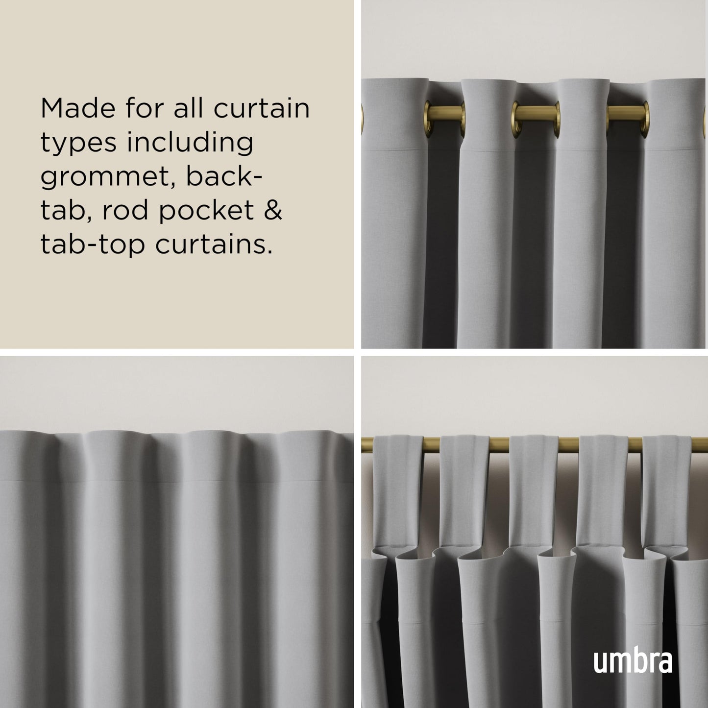 Umbra Cappa Double Curtain Rod, Includes 2 Matching Finials, Brackets & Hardware, 66 to 120-Inch, Gold