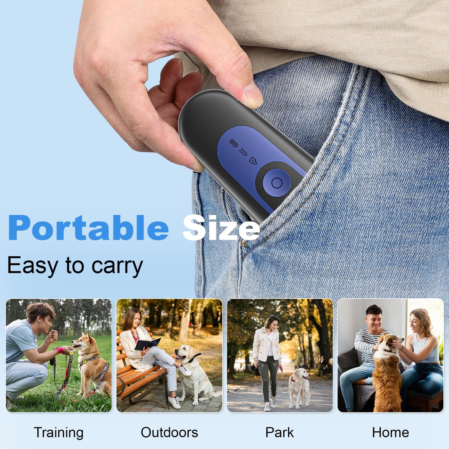 Anti Barking Device for Dogs, Ultrasonic Dog Barking Deterrent Devices with 2 Modes, Dog Bark Control & Training Aid, Portable Bark Deterrent for Dogs with Flashlight