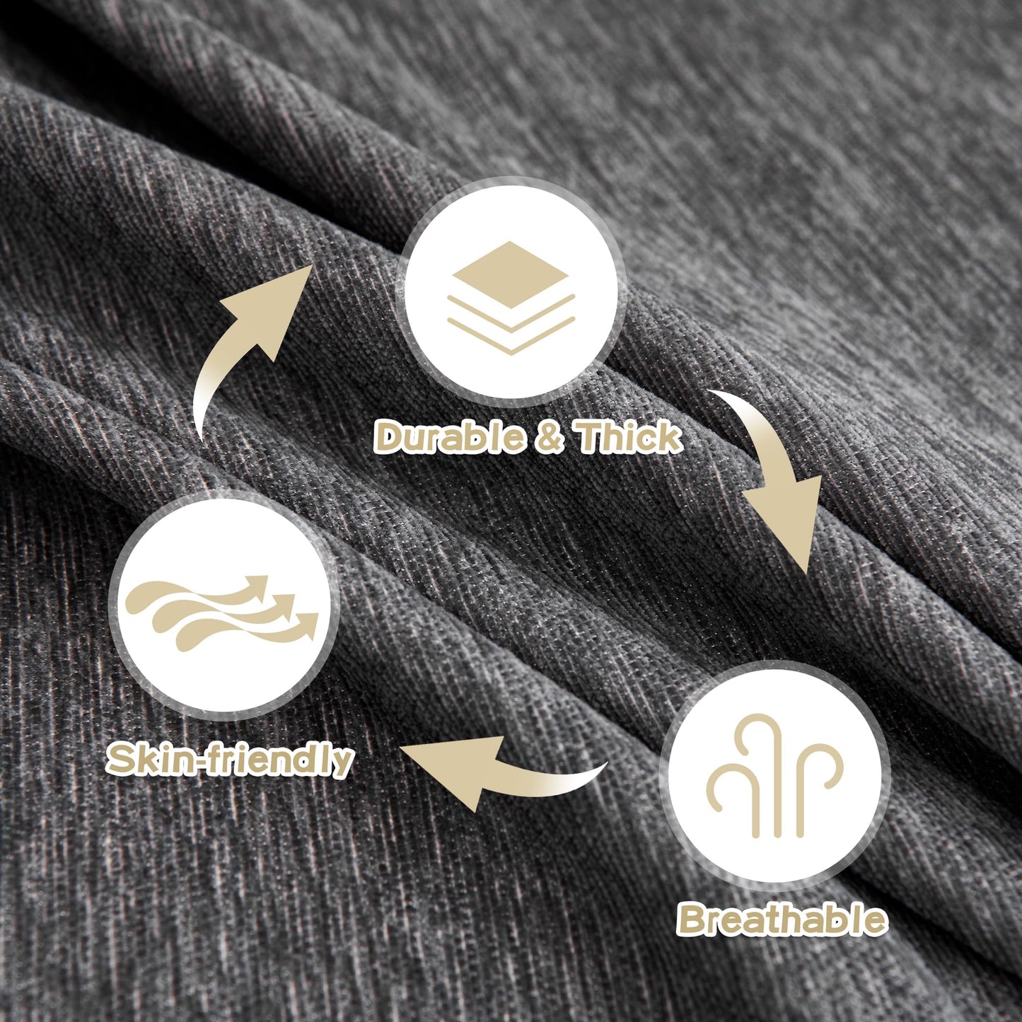 MYSKY HOME Couch Covers Sofa 2 Seat, Non-Slip Soft Sofa Slipcover Furniture Protector, Washable Futon Covers, Chenille Fabric Pet Friendly for Dogs, 71" x 118", Dark Grey