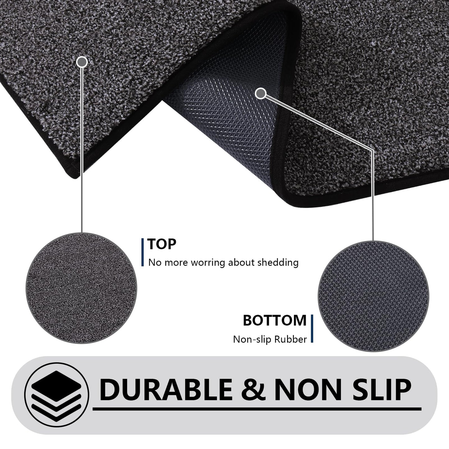 Kitinjoy Indoor Door Mat 32"x48", Dirt Resistant and Absorbent Non-Slip Rubber Backing Front Door Mat,Washable Low-Profile Doormat Entrance Mat for Entryway, Black