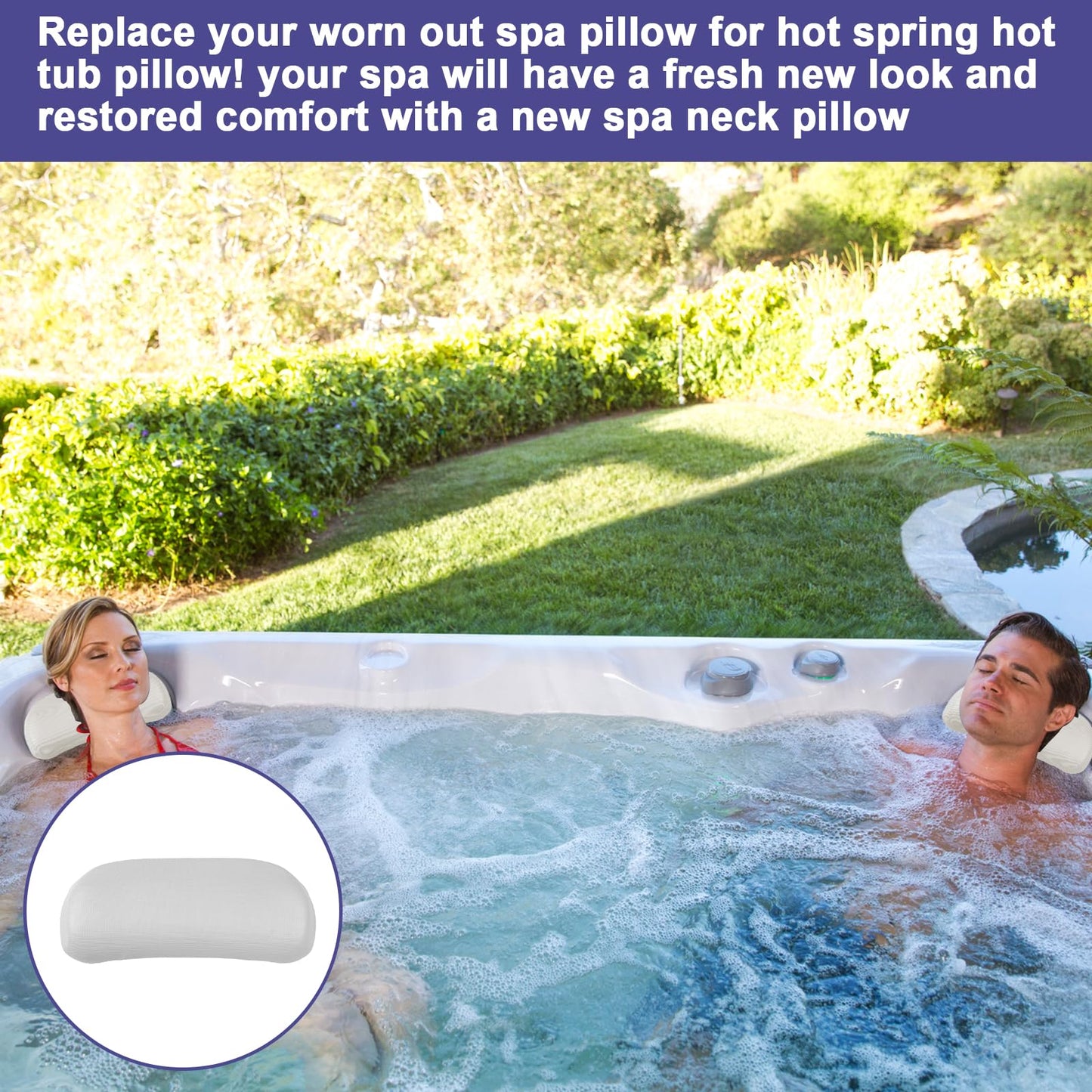 77228 1411501 Spa Spa Hot Tub Head Pillow Replacement for Spa Highlife Series Head Pillows (2014 to Current), Compatible with Watkins Spa Neck Pillows Hot Tub Pillows 2 Pack