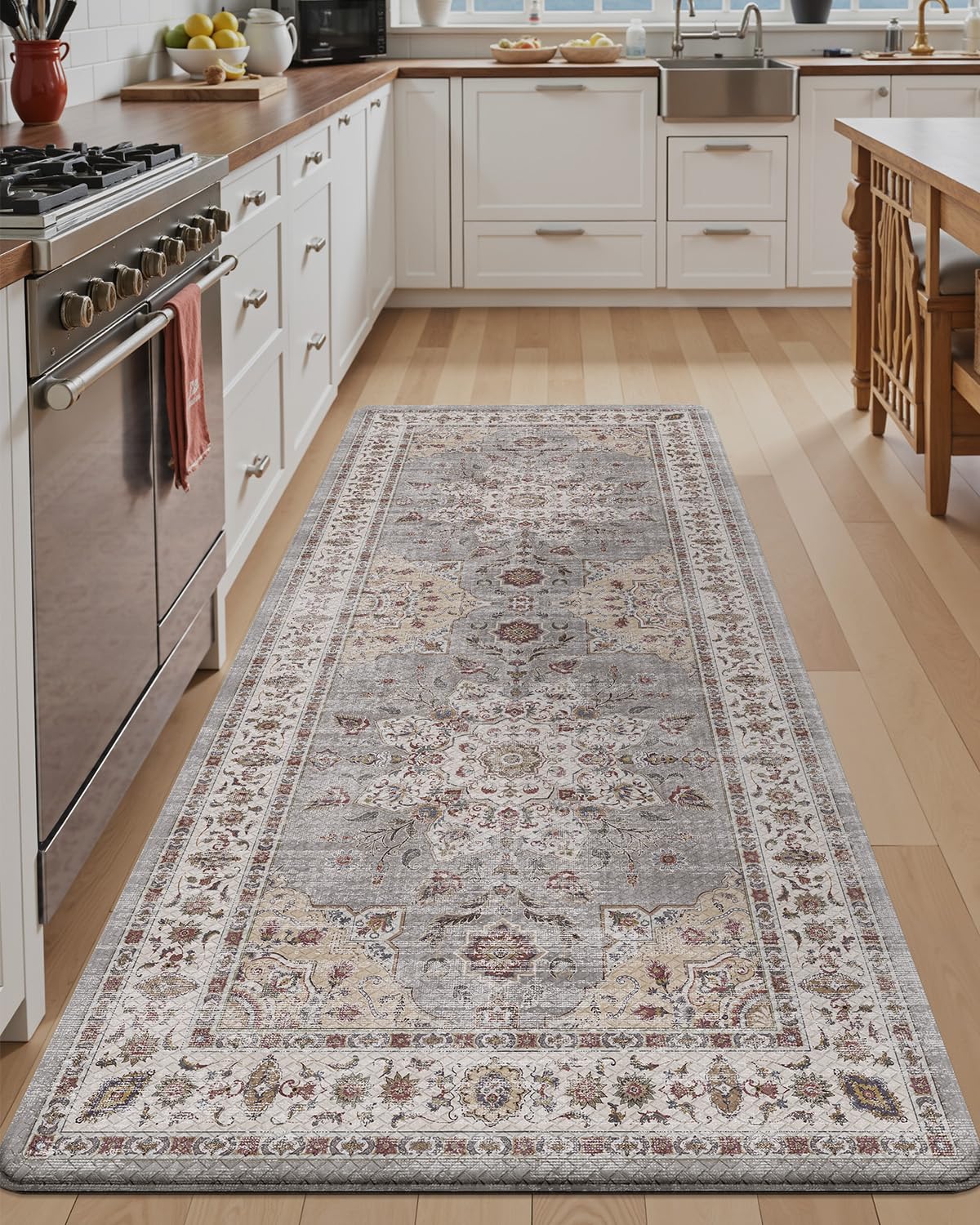 LUMI Kitchen Mat Anti Fatigue Cushioned, Memory Foam Padded Standing Rug Washable, Non Slip Comfort Floor Runner for Home, Sink, Laundry, Office, 24" x 59", Grey