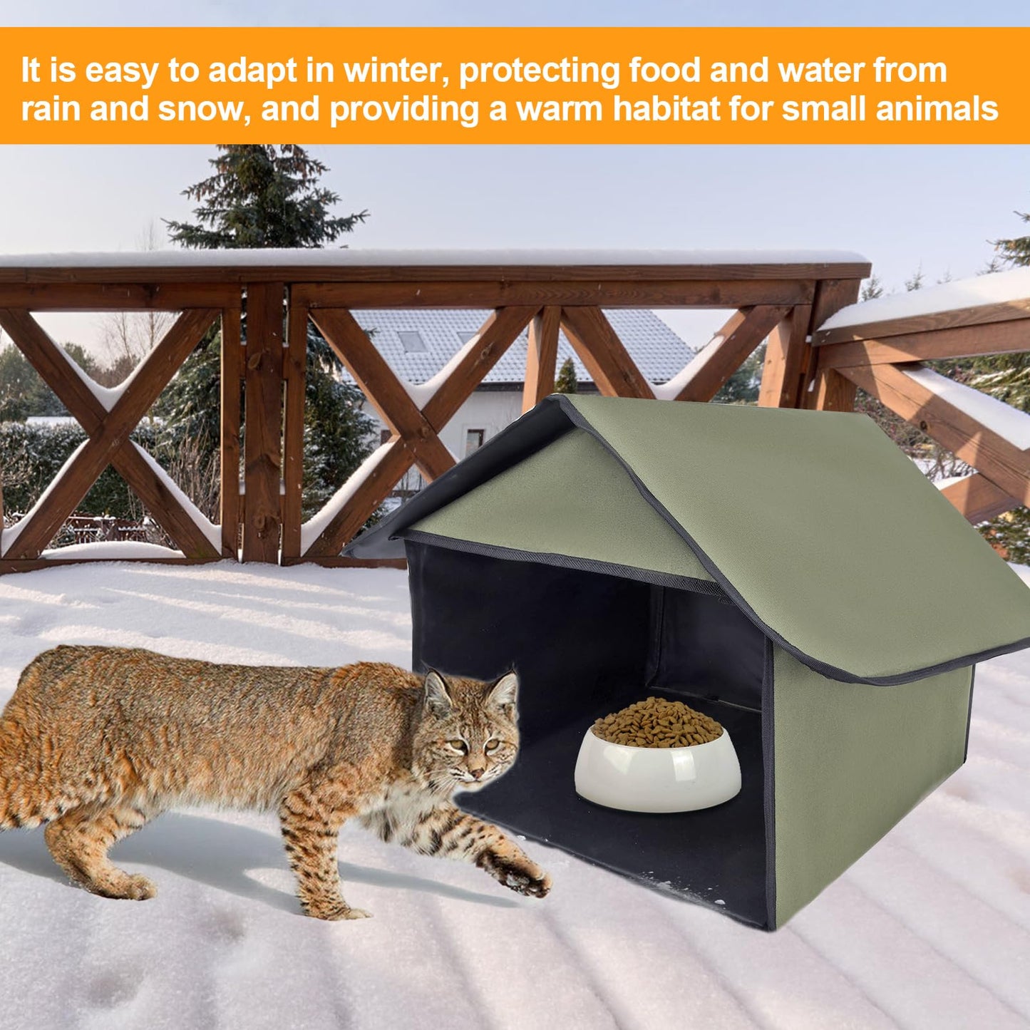 Soekoa Outdoor Cat Feeding Station, Stray Cat Shelter, Cat Shelter Outdoor for Food and Wate, Waterproof Pet Shelter for Cats Birds, Rabbits and Small Dog