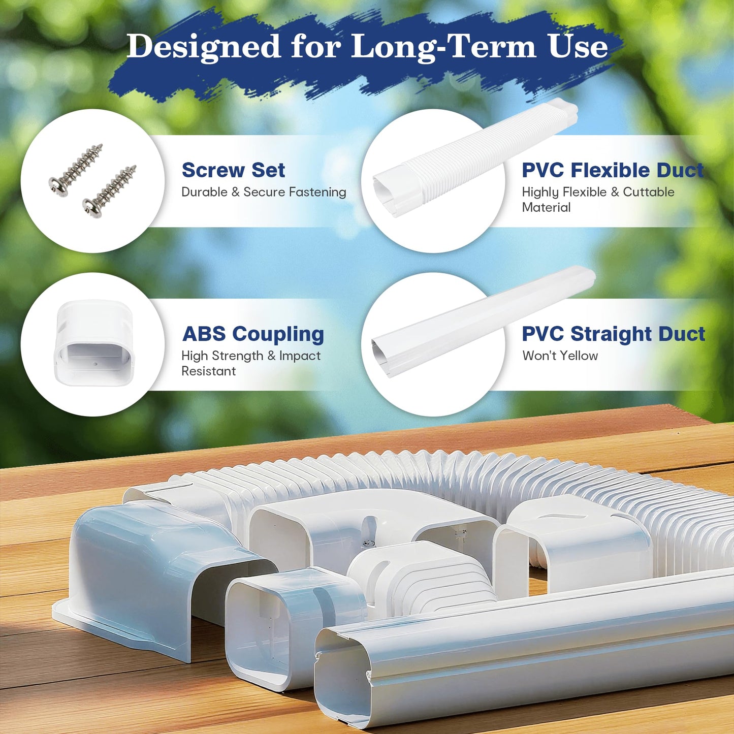 LyPrem 10 FT(304cm) Mini Split Line Set Cover, 3" (7.6cm) PVC Line Cover Kit for Mini Split, Central AC & Heat Pump (White)