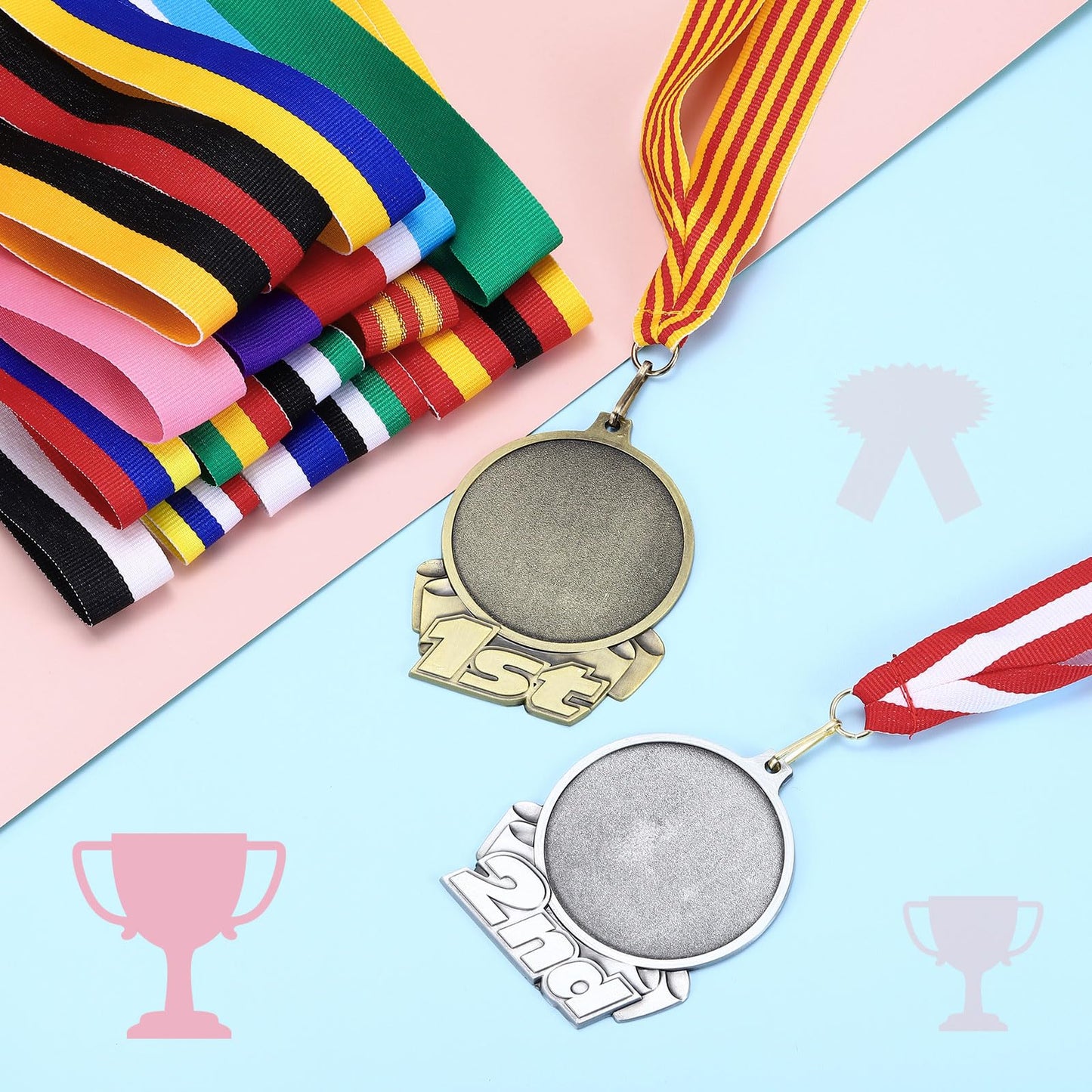 PATIKIL Award Neck Ribbons with Snap Clips, 66 Pack Polyester Medal Lanyards Blank Award Ribbon for Competitions Achievement Sports Party, Black
