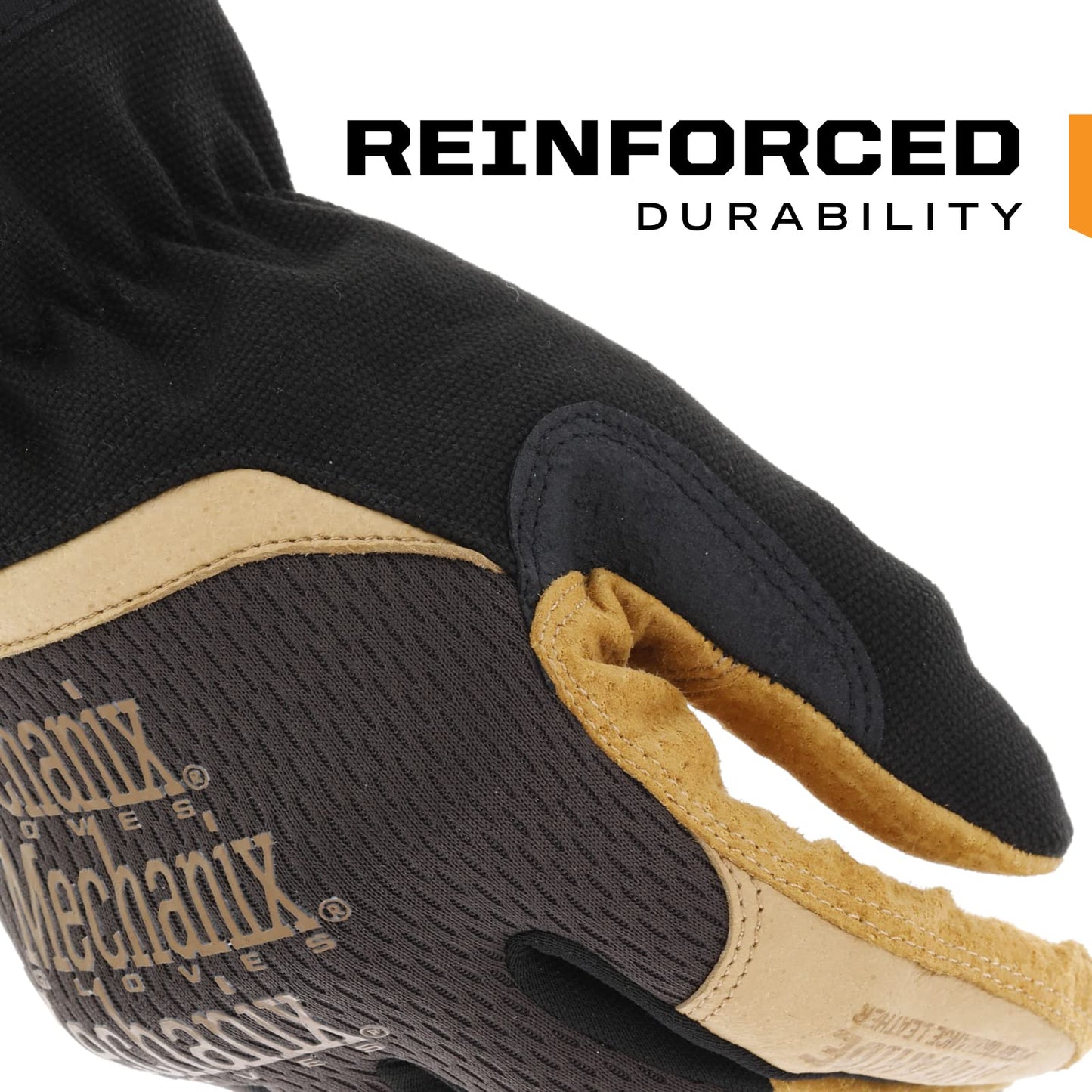 Mechanix Wear: Durahide Leather FastFit Work Glove with Elastic Cuff for Secure Fit, Utility Gloves for Multi-Purpose Use, Abrasion Resistant, Safety Gloves for Men (Brown, Large)