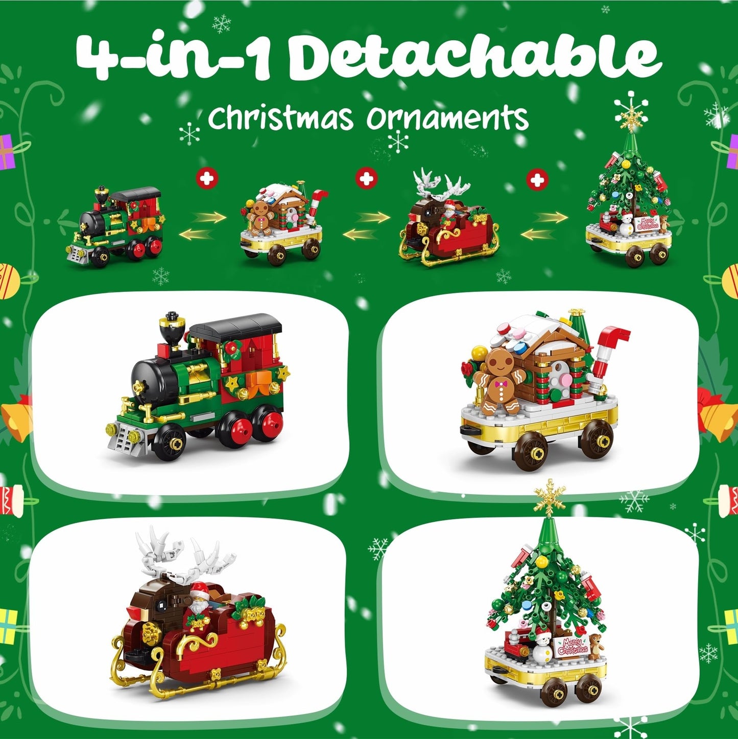 Advent Calendar 2025 Christmas Train Building Set with Lights, 24 Boxes Christmas Countdown Surprise Blocks Compatible with Lego, Xmas Gifts for Kids Adults (849PCS)