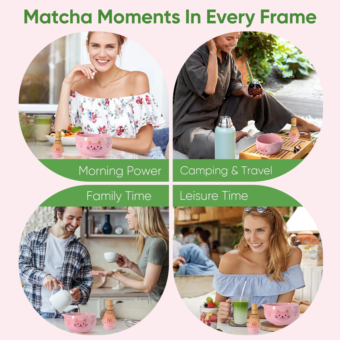 Vanmiya Matcha Whisk Set, 5Pcs Ceramic Matcha Set Includes Matcha Bowl, Matcha Whisk and Holder, Bamboo Scoop and Sifter, Ideal Matcha Bowl Set for Authentic Matcha Tea Experience