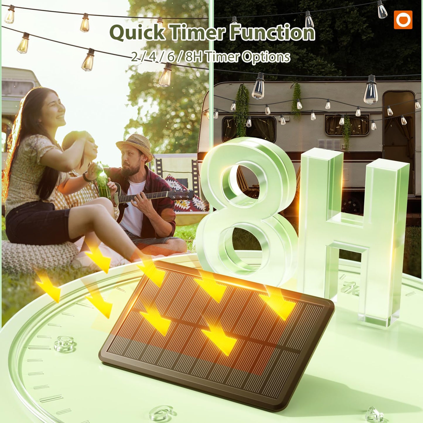 addlon 42FT(36+6) Solar Lights Outdoor Waterproof, String Lights Outdoor Solar power with Remote & USB Port 12+1 LED Shatterproof Bulbs 3 Light Modes,Dimmable &Timable Solar Light for Camping Backyard