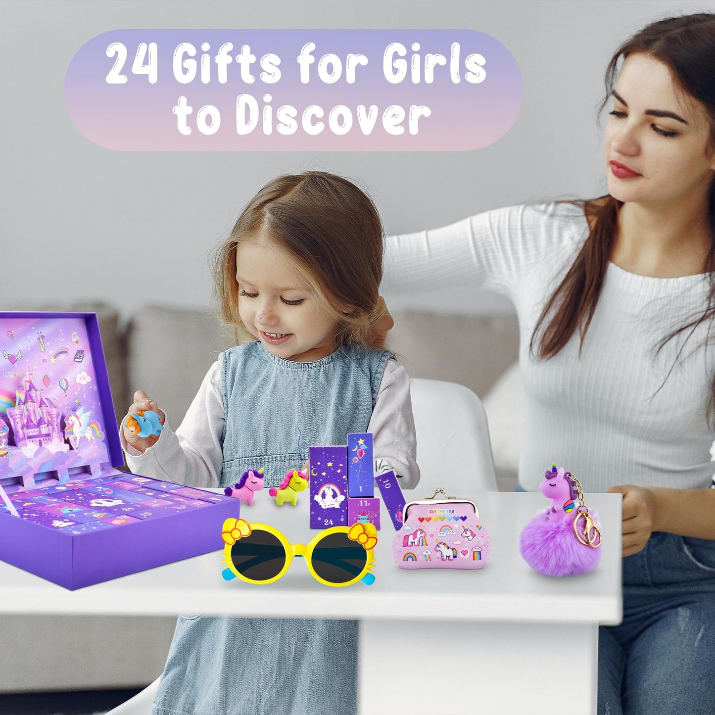 Advent Calendar 2025 for Girls, Christmas Countdown Calendar with 24 Unique Jewellery Gifts, Including Hair Accessories, Jewelry, Hair Clips, Beautiful Bracelets, Cute Ring, Stickers, Coin Purse