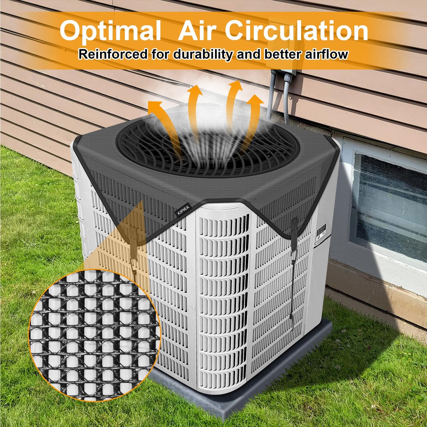 Kipiea Central Air Conditioner Mesh Covers for Outside Units, Top Universal Upgrade Mesh Outdoor AC Unit Cover Defender for All Seasons (36" x 36")