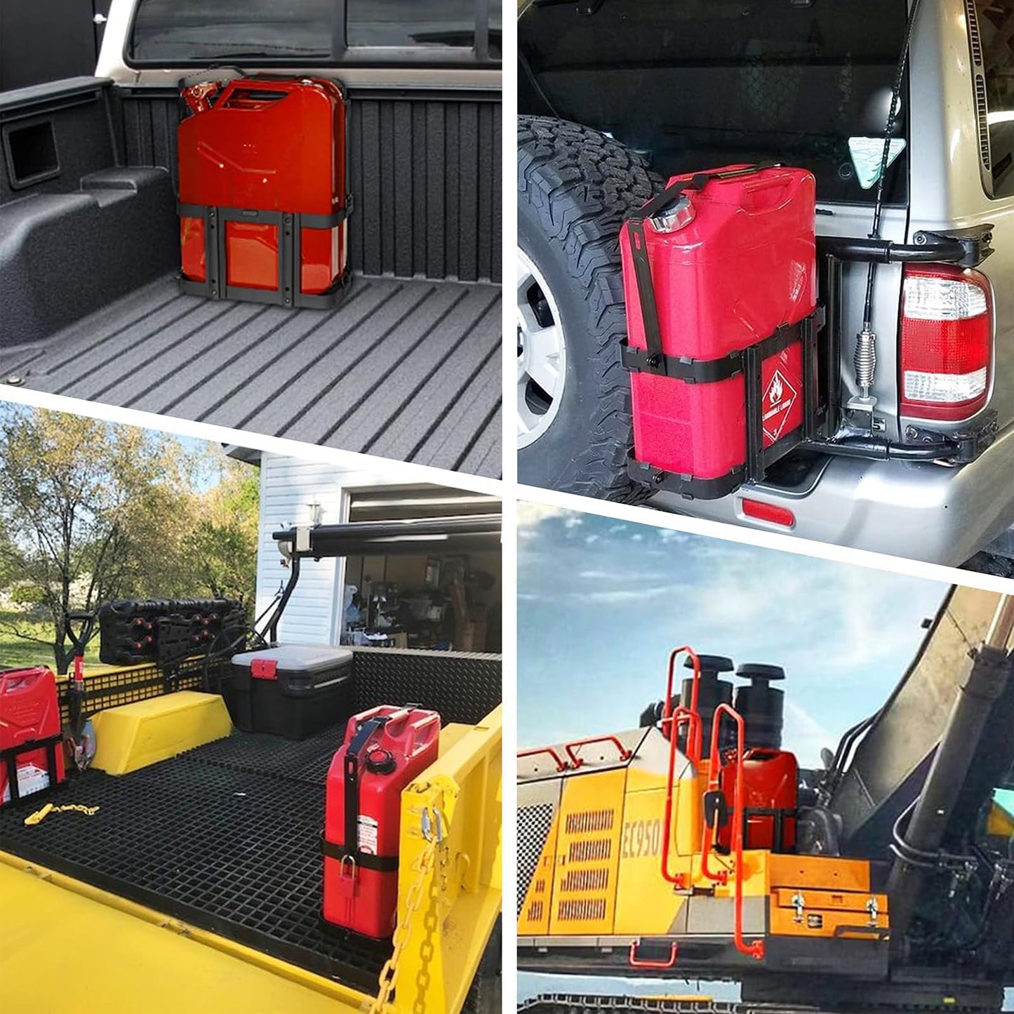 Mayouko Lockable Jerry Gas Can Holder Rack, 5 Gallon / 20 Liter Steel Jerry Can Mount Brackets, Metal Fuel & Gasolina Container, Detachable Carrier Mount