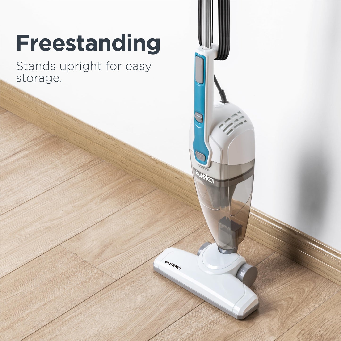 Eureka Home Lightweight Corded Stick Vacuum Cleaner, Powerful Suction Convenient Small Vacuum for Hard Floor, 3-in-1 Hand Vacuum, Aqua Blue, NES100