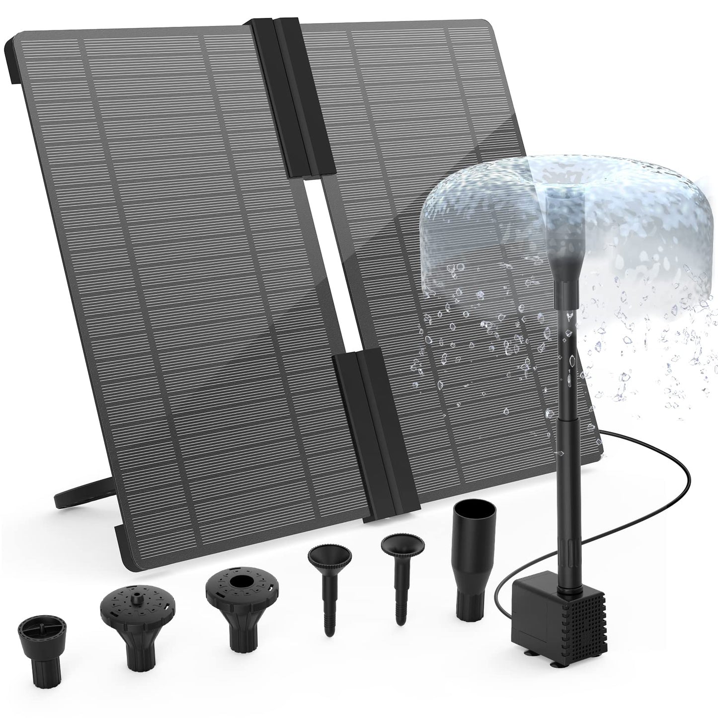 AISITIN 20W Solar Fountain Pump, Collapsible Solar Bird Bath Fountains Pump, Solar Powered Water Fountain Pump for Outdoor Garden, Pond, Pool