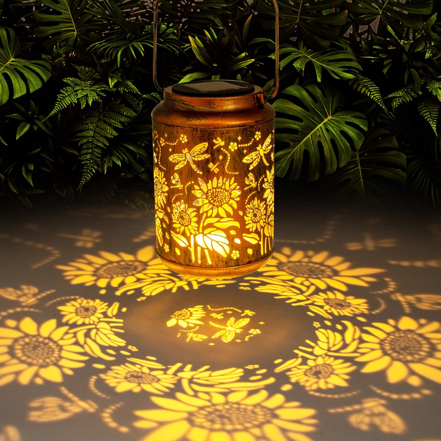 Sunflower Solar Lanterns Outdoor,Birthday Gardening Christmas Gifts for Women Mom Grandma,Garden Decor Waterproof Metal Hanging Lights for Patio Yard Pathway Lawn Front Porch