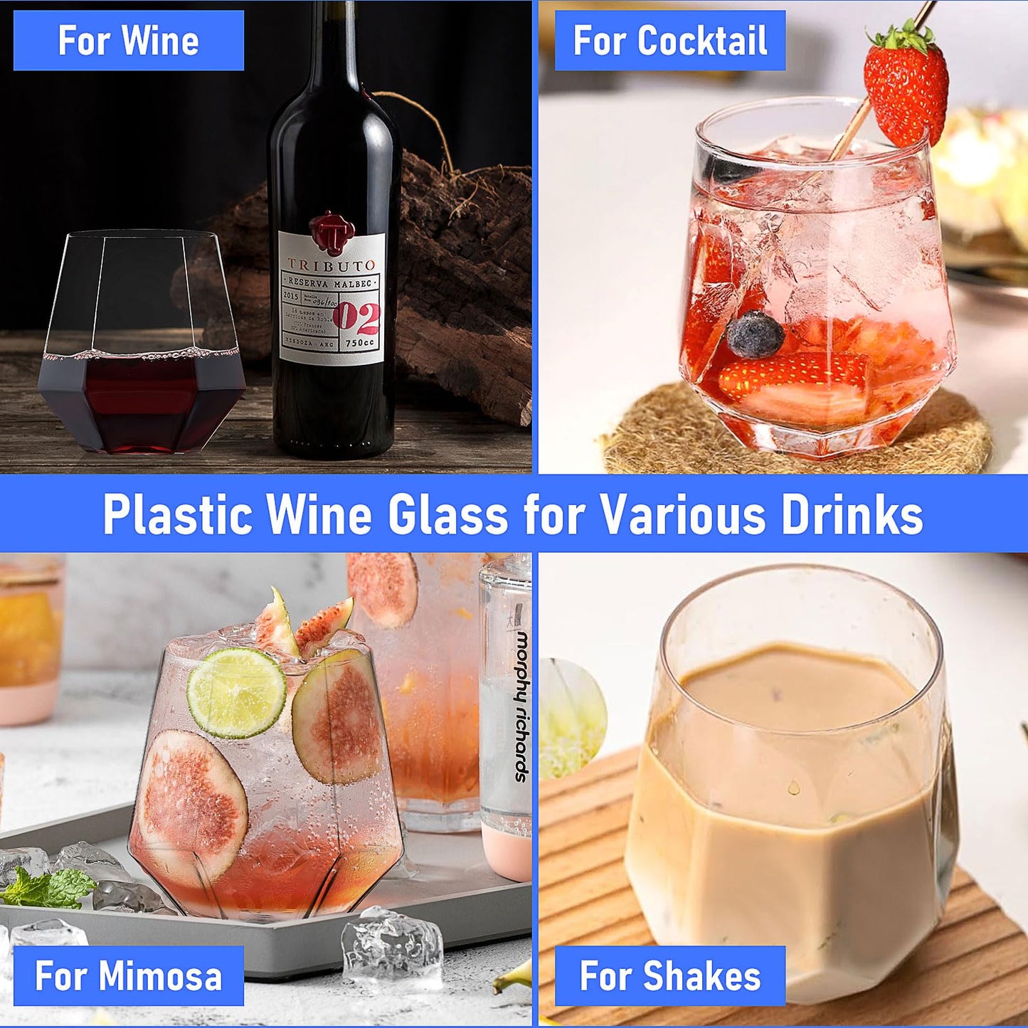 40 Pack Clear Plastic Drinking Glasses, 12 oz Disposable Tumbler Cups, Diamond Pattern Cocktail Cups for Parties, Weddings, Birthdays