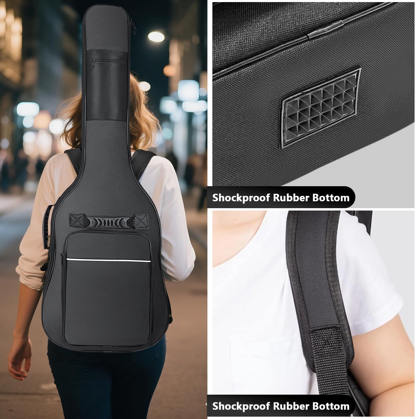 LETSROCK 38 40 41 Inch Electric Guitar Bag, Electric Guitar Gig Bag 0.35 Inch Waterproof Thick Padding Backpack Soft Electric Guitar Case Dual Adjustable Shoulder Strap Pocket & Back Hanger Loop