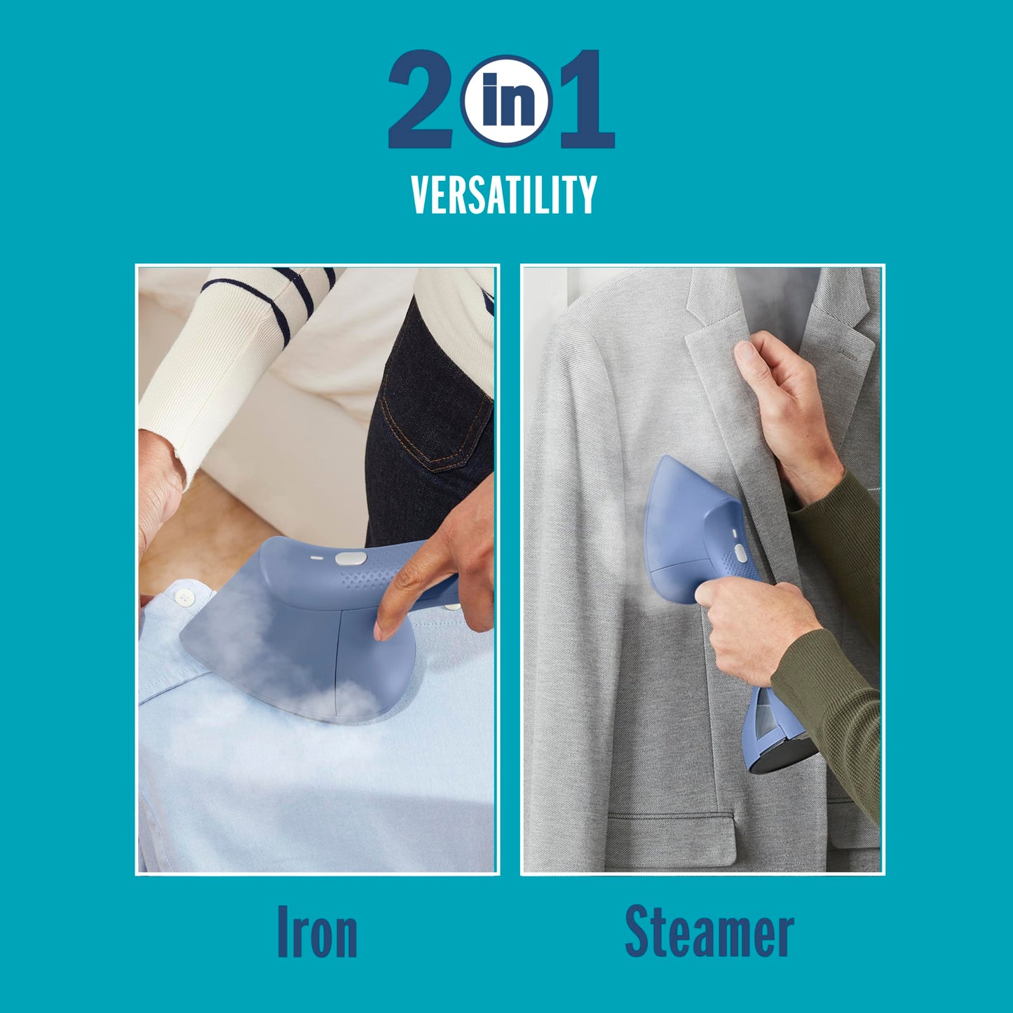 Conair Extreme Steam & Press 2 in 1 Steamer, Handheld Fabric Steamer, 1700W Clothing Stemaer, 30 second Heat-up, Travel Steamer