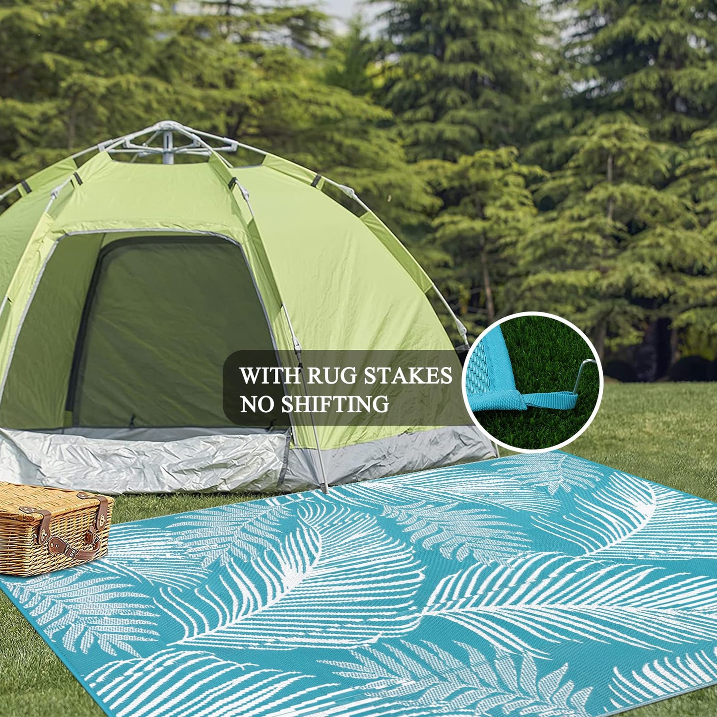 Pauwer Waterproof Outdoor Rug 8x10, Reversible Plastic Straw Patio Camping Rug, Indoor Outdoor RV Mat Carpet for Deck, Camper, Porch, Balcony, Backyard, Picnic