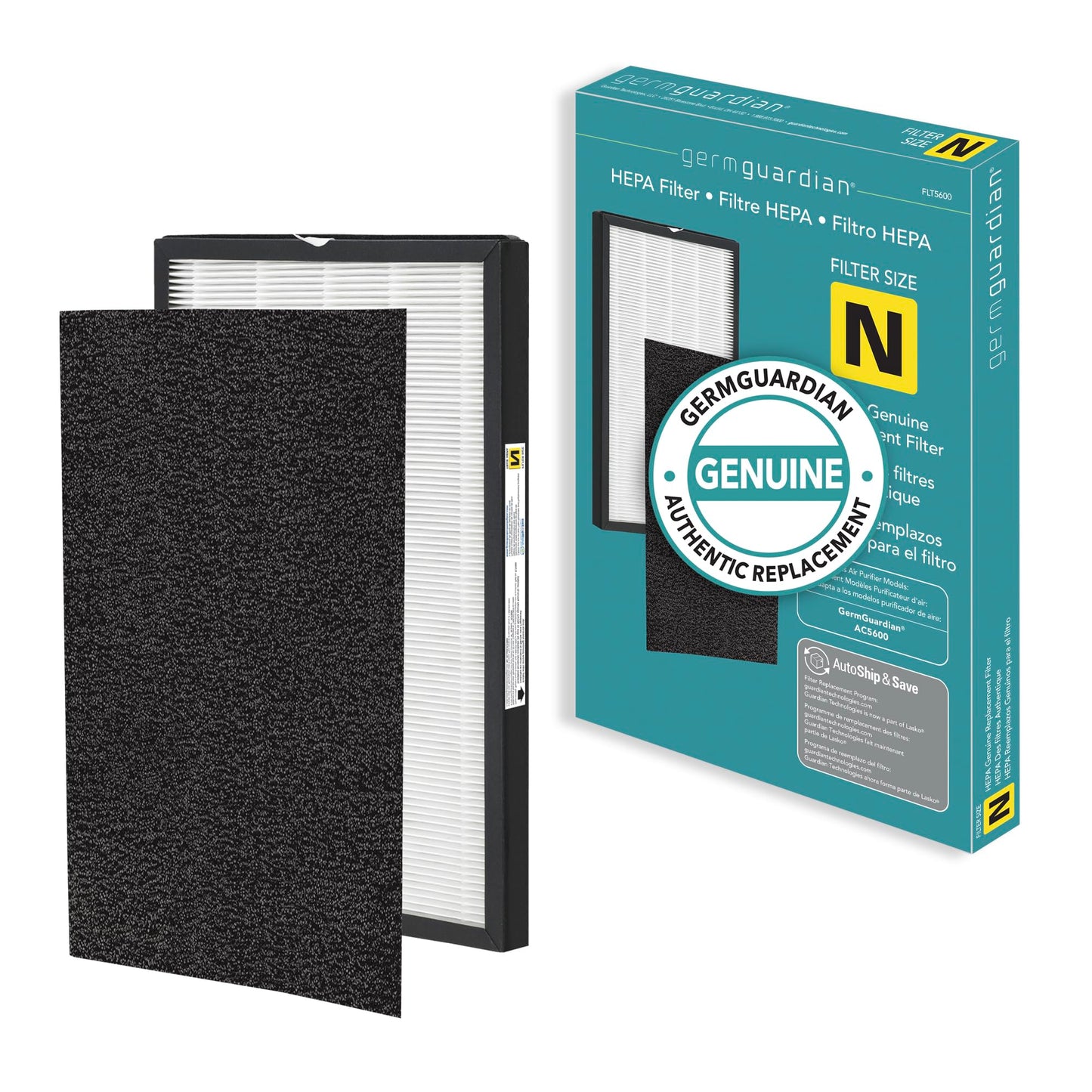 Germ Guardian FLT5600 True HEPA Genuine Air Purifier Replacement Filter N with Activated Charcoal Layer for GermGuardian Purifier AC5600