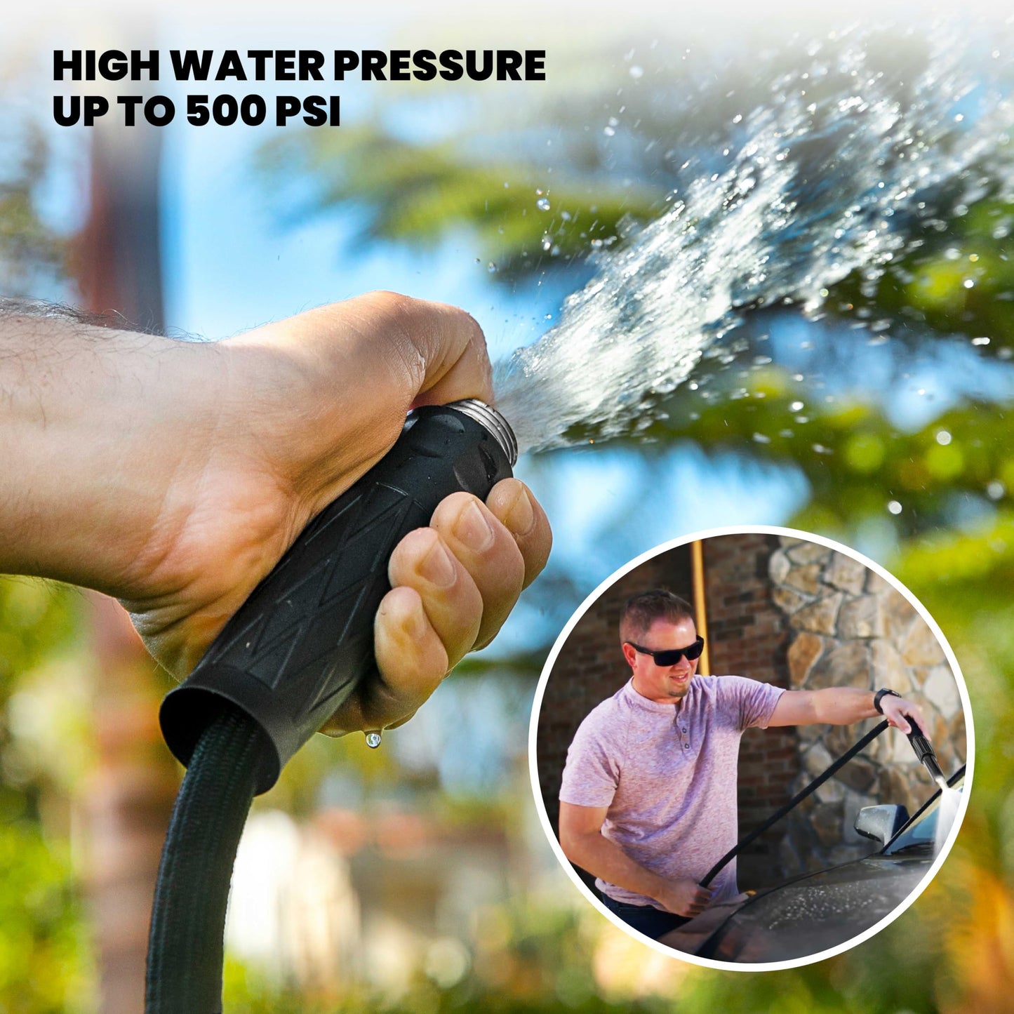 Hydrosteel 50 Ft Garden Hose, 3 Layer Stainless Steel Metal Water Hose 50Ft, Heavy Duty Flexible Lightweight Crush/Kink Resistant, Tangle Free Non Expandable Garden Hose 500 PSI AS SEEN ON TV