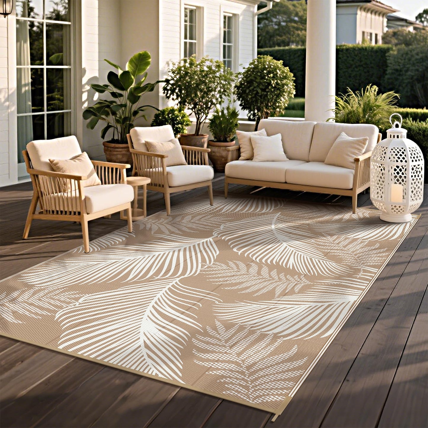 Pauwer Outdoor Rug 5x8 Waterproof for Patios, Reversible Outdoor Plastic Straw Rug, Indoor Outdoor Area Rugs Carpet RV Mat, Outdoor Patio Camping Rug for RV, Picnic, Backyard, Deck, Balcony, Porch