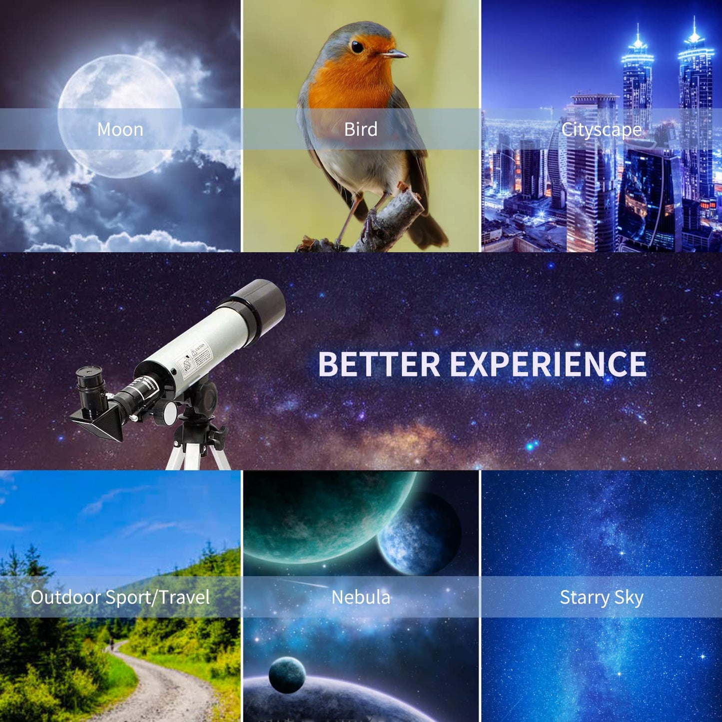 Mijiaowatch Telescopes for Kids, 50mm Aperture 360mm Astronomical Telescope 90X Zoom HD Outdoor Monocular Space Telescope Portable Refractor Spotting Scope with Tripod for Kid/Adult/Beginner (50mm)